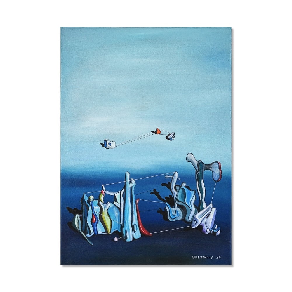 YVES TANGUY (1900-1955), ATTRIBUTED TO, OIL ON CANVAS: Signed (lower right) Image Dimensions: 27 1/2 x 19 3/4 in (70 x 50 cm) This painting comes with COA. Yves Tanguy's paintings represent one of the most refined and internally coherent expressions of Su