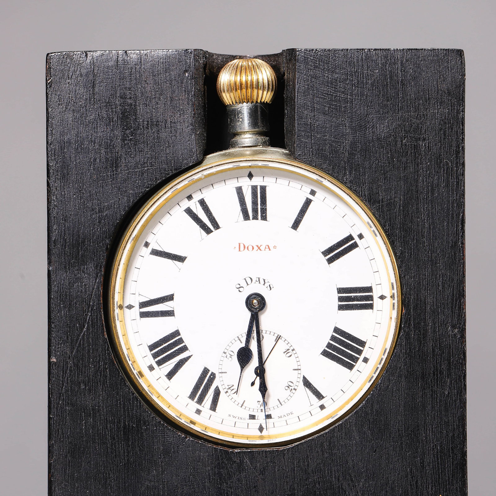 DOXA 8-DAY POCKET WATCH MOUNTED IN A CUSTOM WOODEN DESK STAND - 5