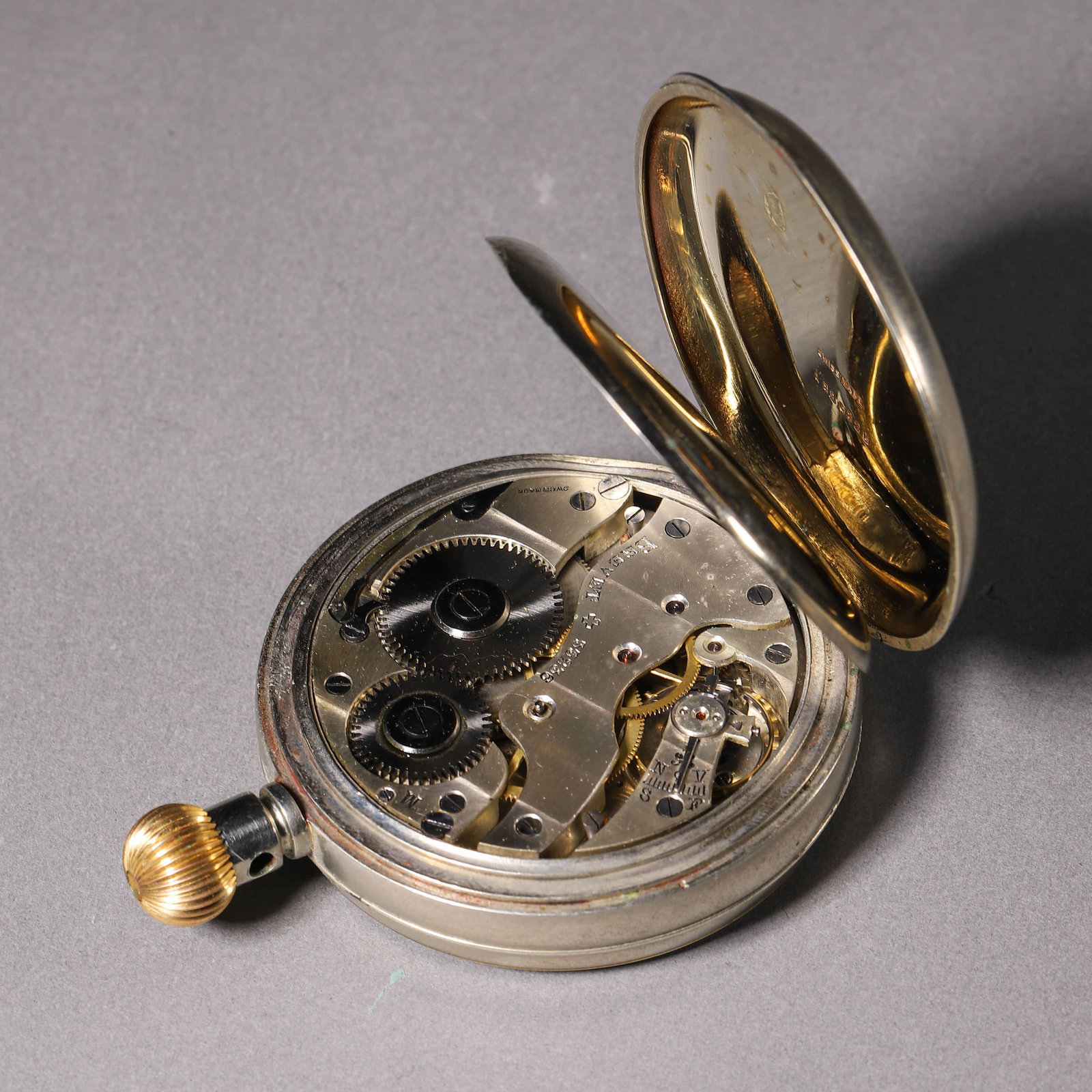 DOXA 8-DAY POCKET WATCH MOUNTED IN A CUSTOM WOODEN DESK STAND - 9
