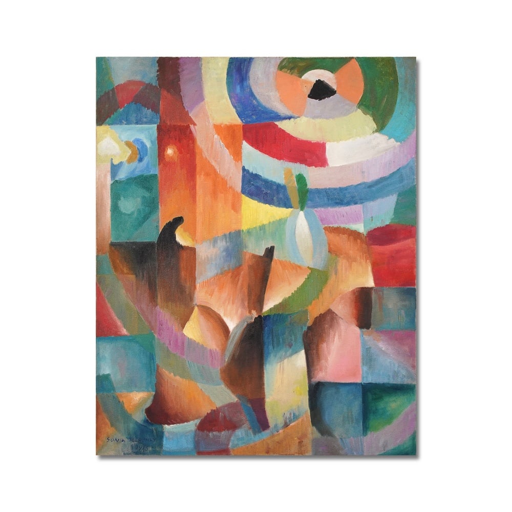 SONIA DELAUNAY (1885-1979), ATTRIBUTED TO, OIL ON CANVAS: Signed (lower left) Image Dimensions: 31 7/8 x 39 3/8 in (81 x 100 cm) This painting comes with COA. Sonia Delaunay stands as a foundational figure of early twentieth century abstraction, whose work p