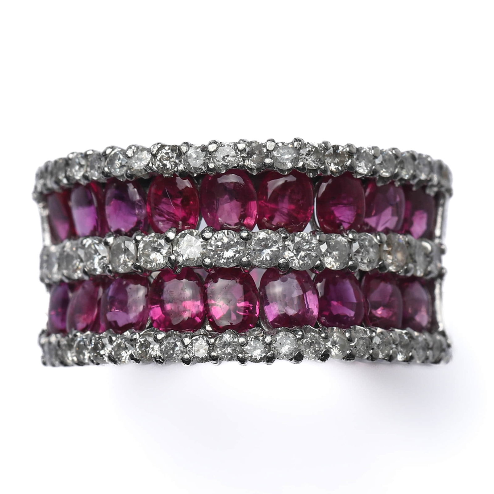 PLATINUM RUBY AND DIAMOND BAND RING - 2
