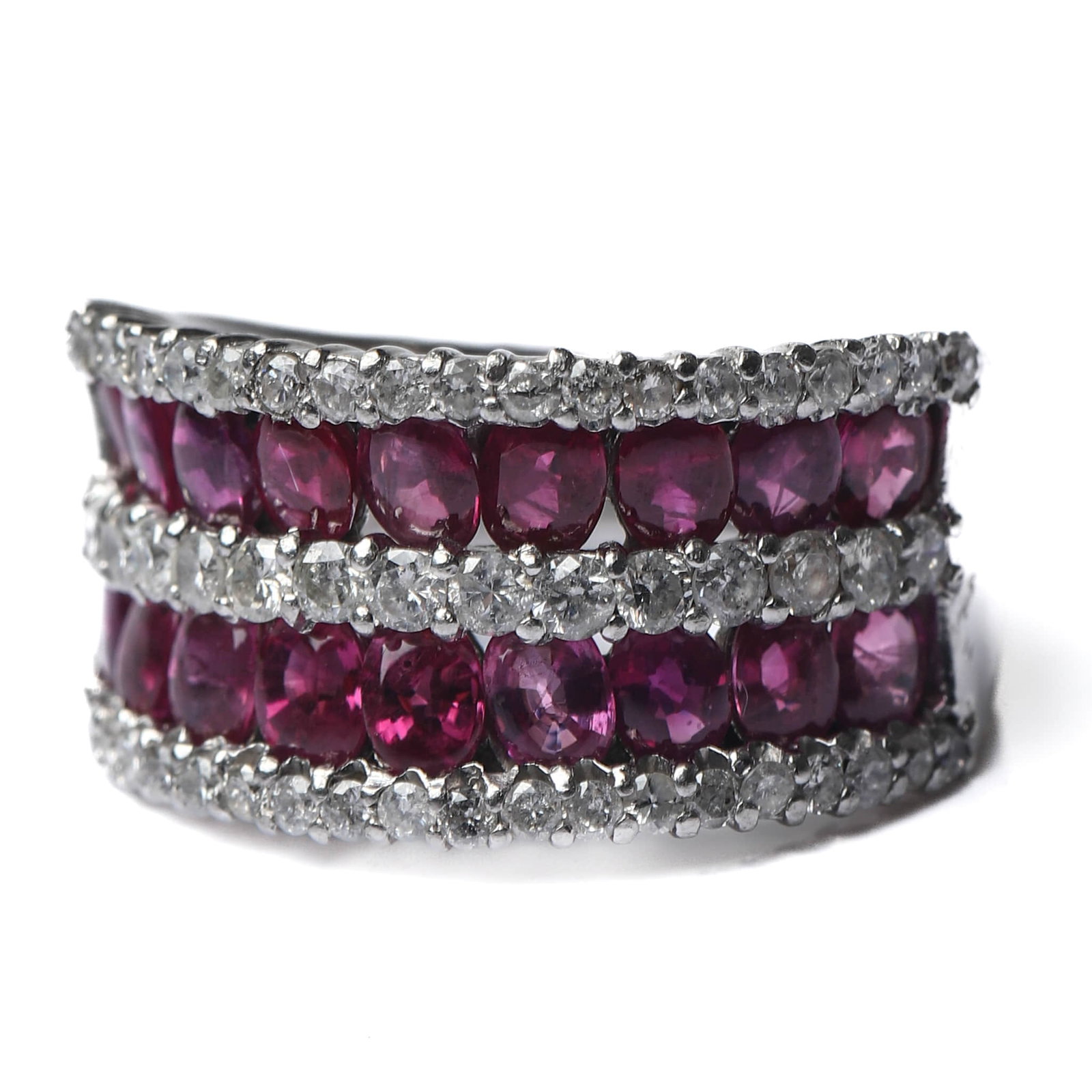 PLATINUM RUBY AND DIAMOND BAND RING - 3