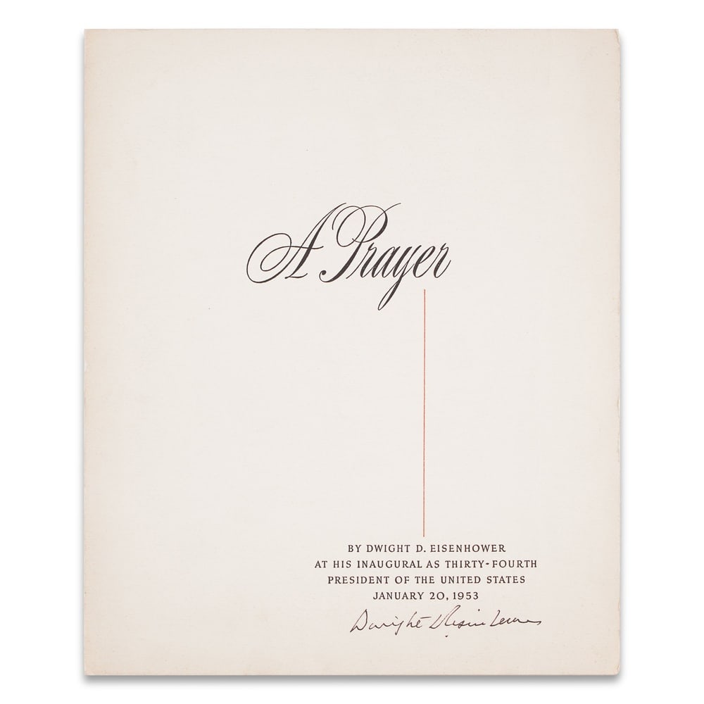DWIGHT D. EISENHOWER SIGNED 1953 INAUGURAL "A PRAYER FOR UNITY" BOOKLET (1 of 3)