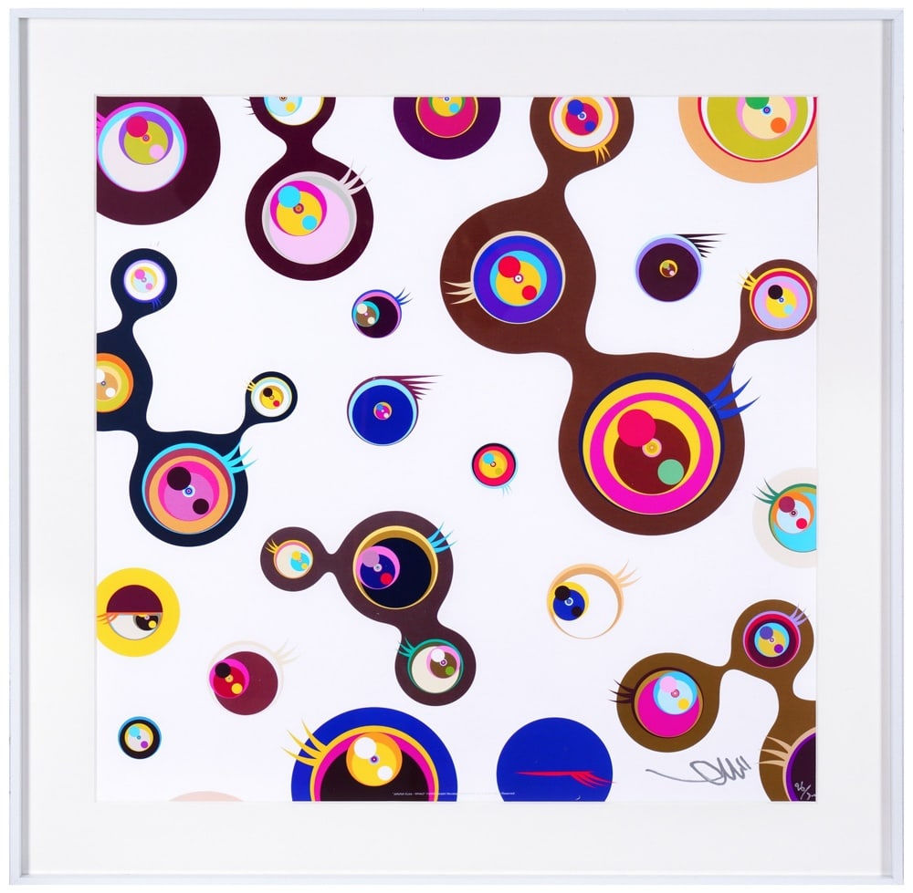 TAKASHI MURAKAMI (B.1962), OFFSET LITHOGRAPH: Signed (lower right) Image Dimensions: 18 7/8 x 18 7/8 in (48 x 48 cm) Takashi Murakami (B. 1962), widely regarded as the foremost figure of contemporary Japanese art, has redefined the global percept