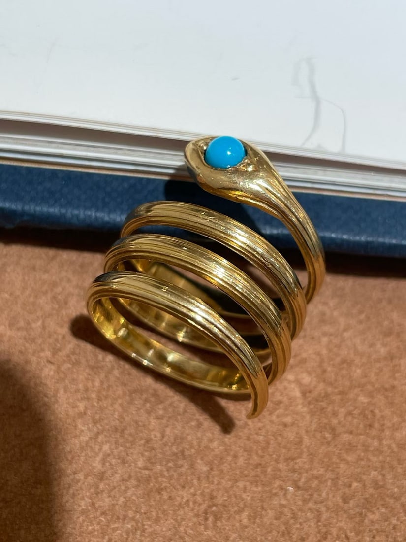 18K GOLD GREEK BRAND JEWELRY LALAOUNIS SNAKE RING (1 of 9)
