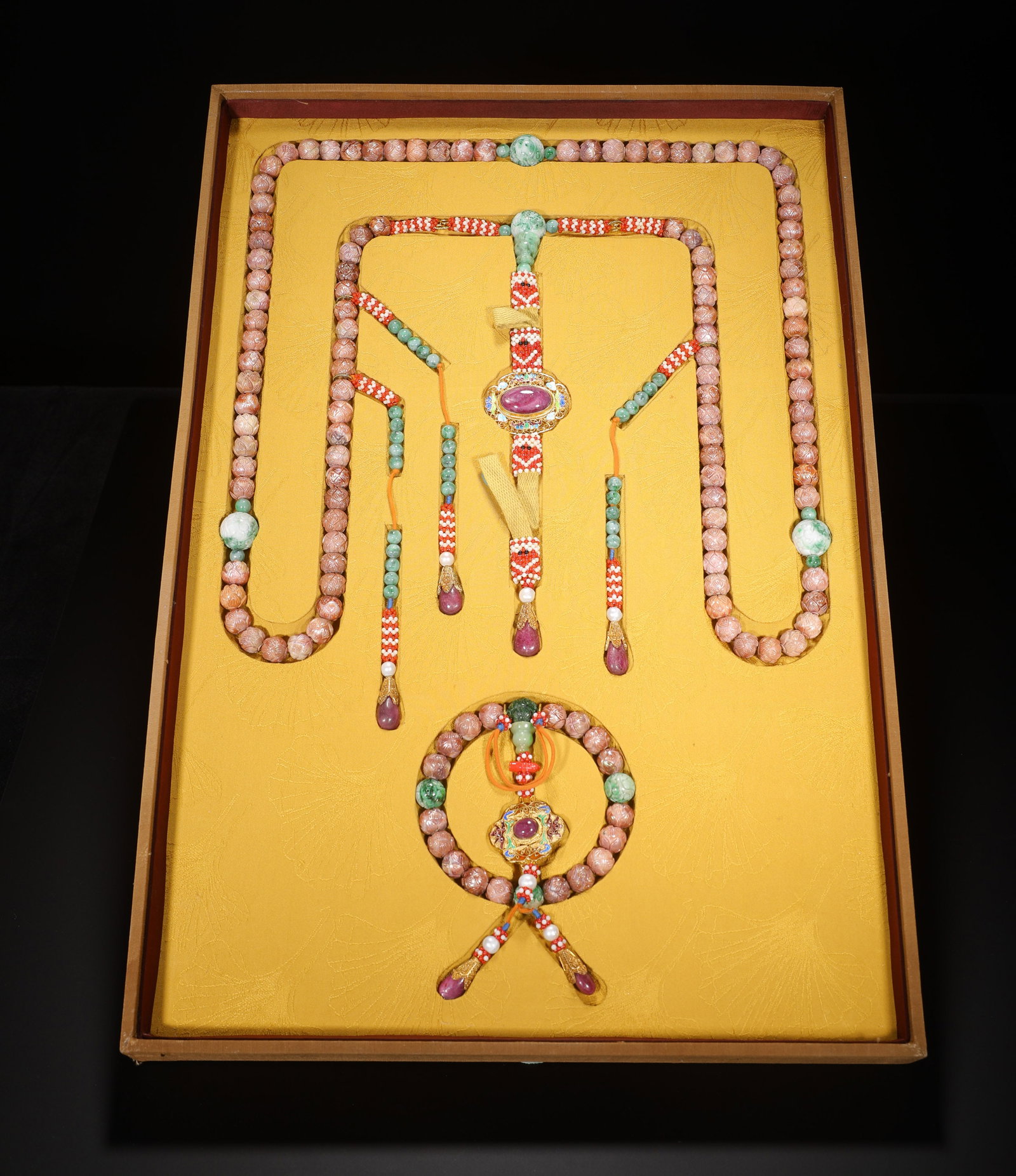 QING DYNASTY PEARL TOURMALINE COURT BEADS (WITH MATCHING BRACELET) (1 of 9)