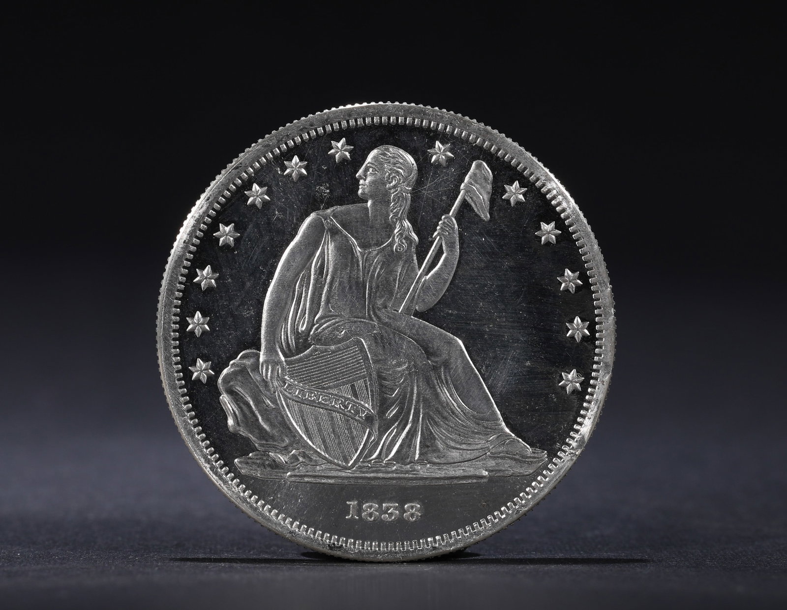1858 AMERICAN STATUE OF LIBERTY SILVER COIN: D:3.7cmWeight:27g