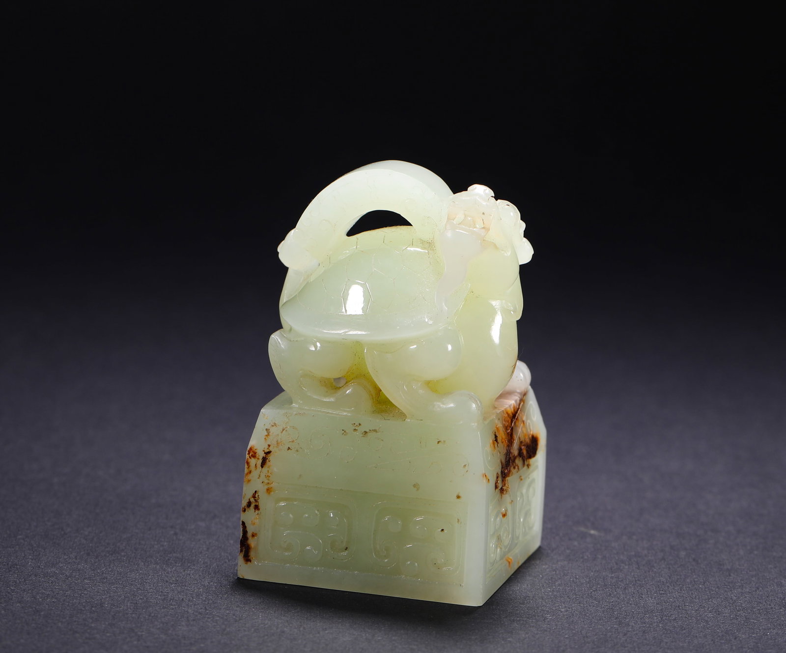 HETIAN WHITE JADE DRAGON TURTLE BUTTON JADE SEAL OF THE QING DYNASTY (1 of 8)