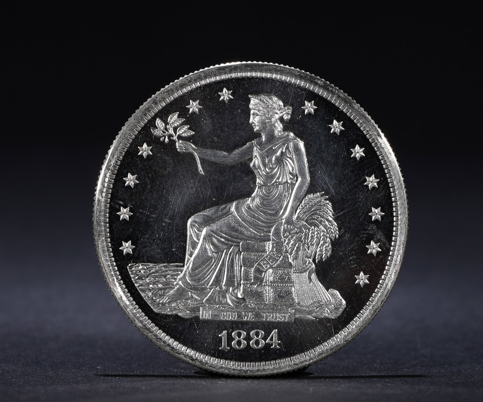 1884 US TRADE SILVER DOLLAR: D:3.7cmWeight:27g