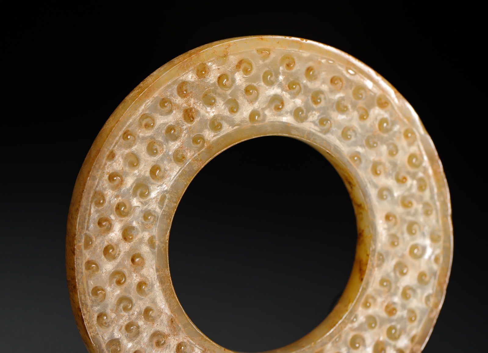 HAN DYNASTY JADE GRAIN PATTERN RING - 5