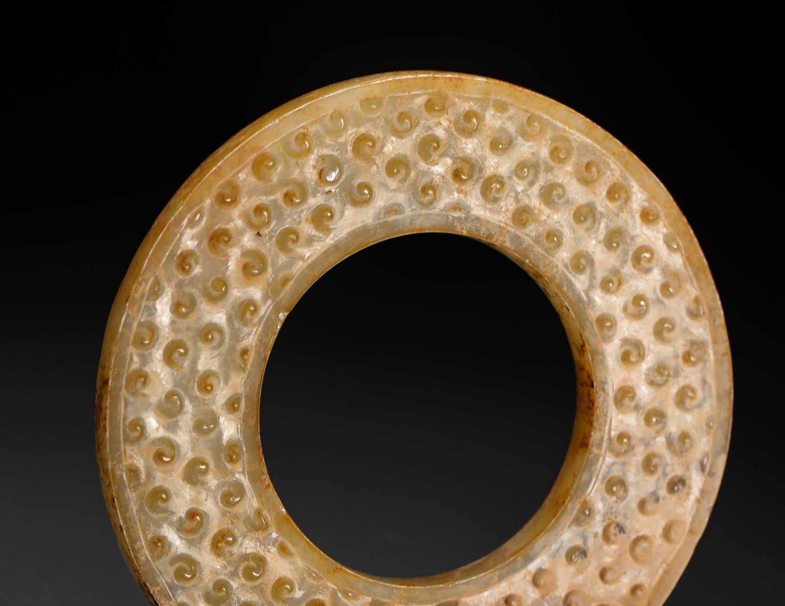 HAN DYNASTY JADE GRAIN PATTERN RING - 7