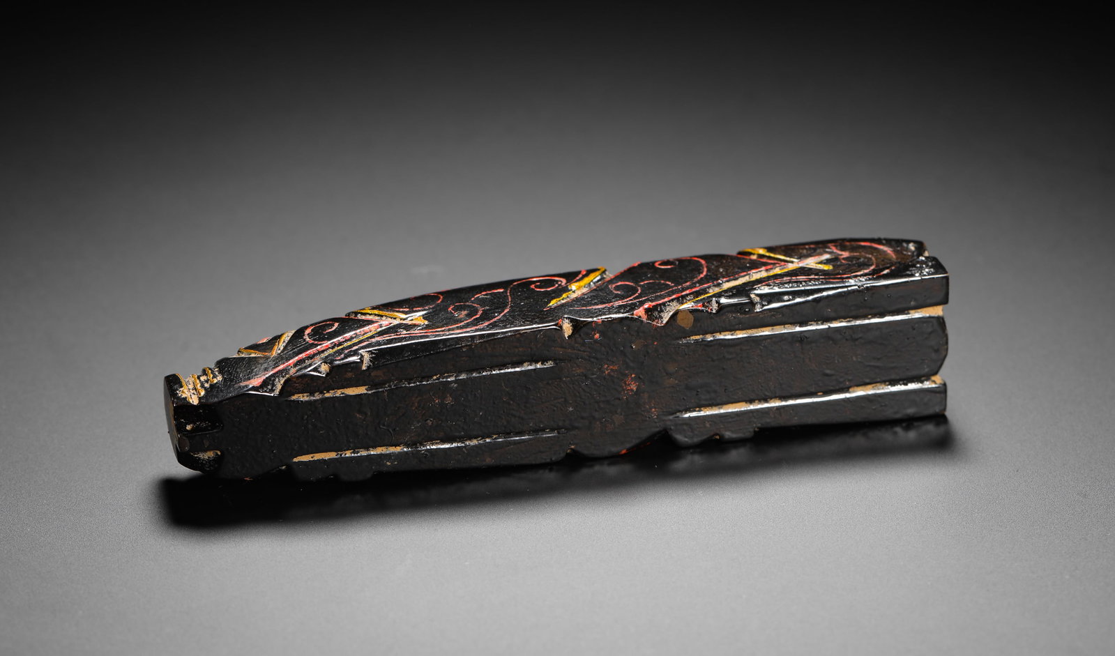 HAN DYNASTY HETIAN JADE LACQUER JADE PIG GRIP (1 of 9)