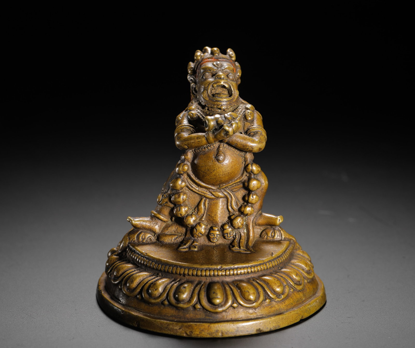 QING DYNASTY COPPER ALLOY TWO-ARMED GREAT BLACK SKY FIGURE (1 of 10)