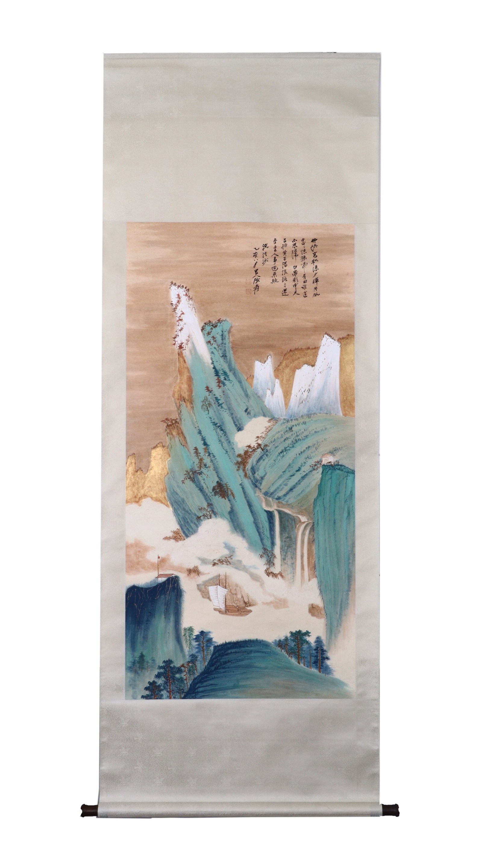 ZHANG DAQIAN'S INTENTION OF THE "HUAN XI SHA CI" - THE CLEAR AUTUMN OF THE WU GORGE: H:136cm(53.54in) W:65cm(25.59in)