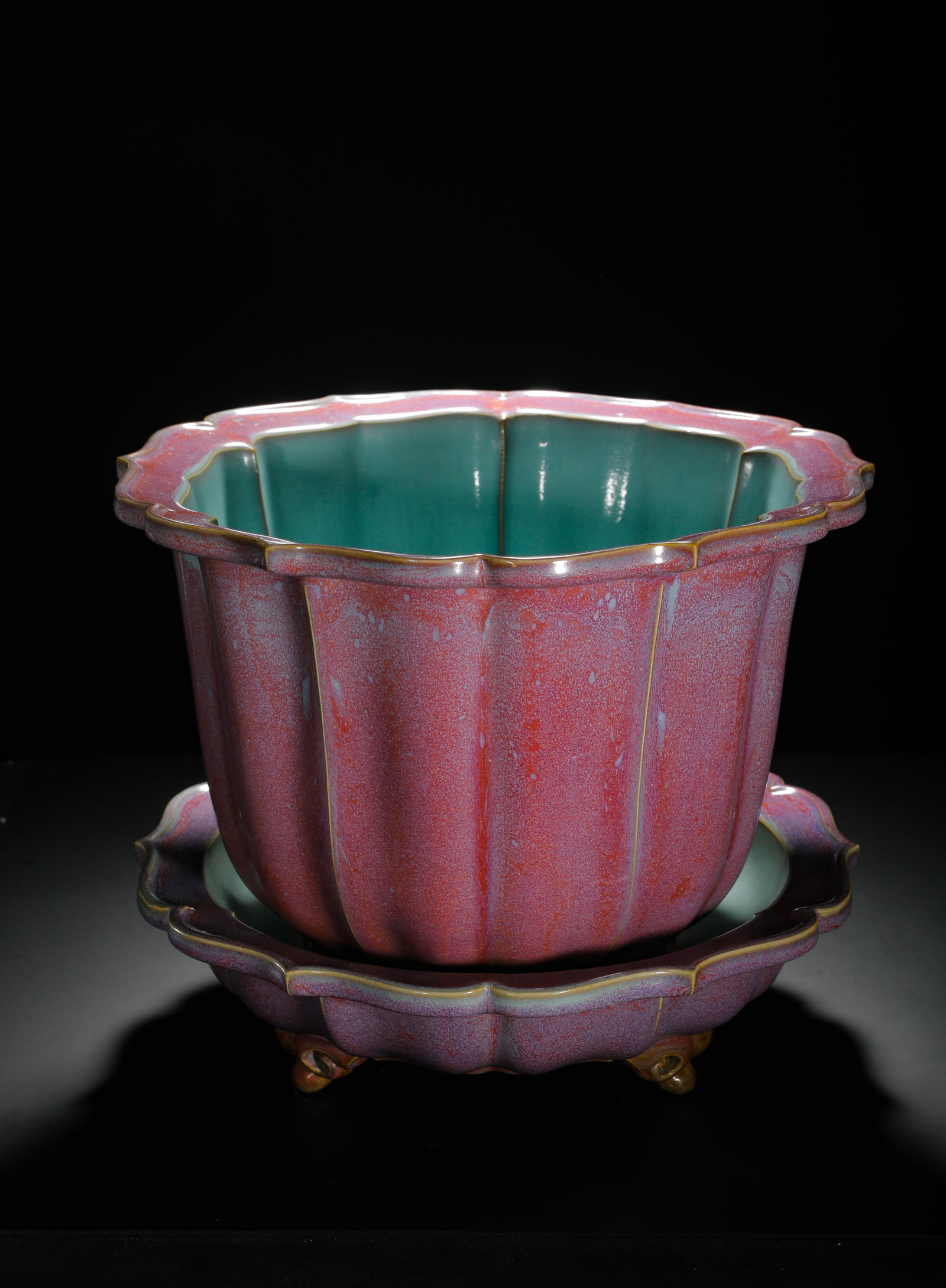 ROSE PURPLE GLAZED DIAMOND-SHAPED FLOWERPOTS AND SAUCERS OF THE SONG DYNASTY JUN KILN (1 of 19)