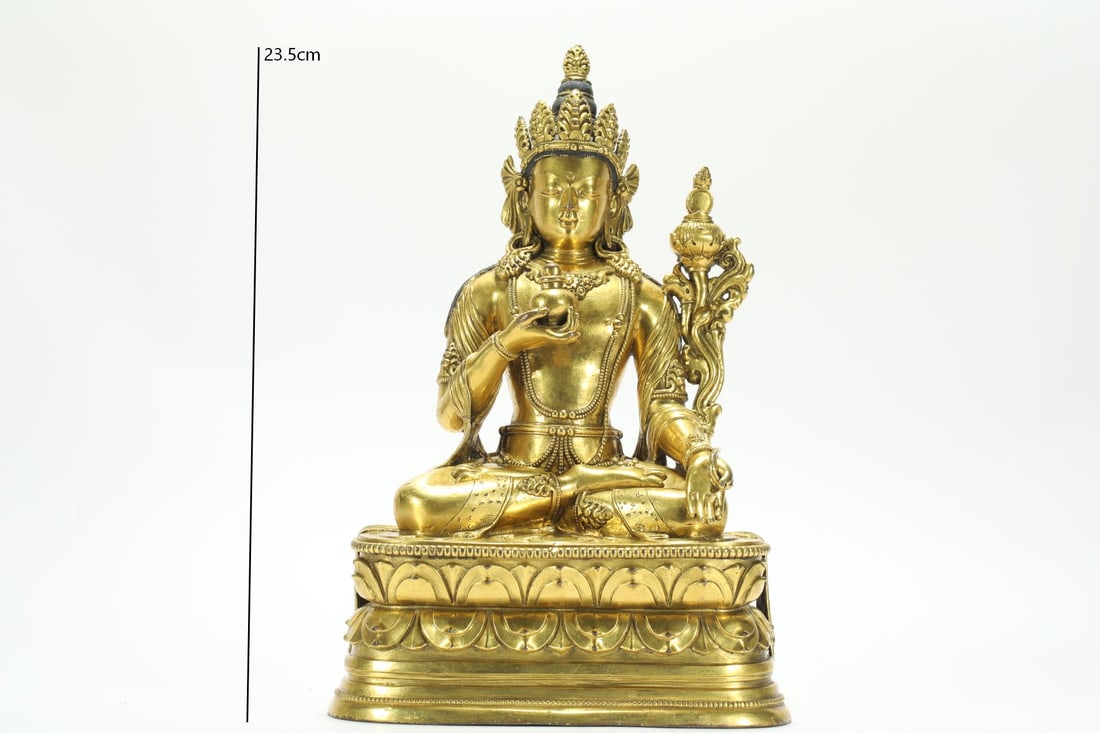 GILT BRONZE MONGOLIAN BODHISATTVA FROM THE QING DYNASTY: H:23.5CM