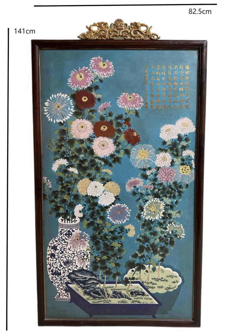 QING DYNASTY CLOISONNE HANGING SCREEN: H:1414CM L:82.5CM