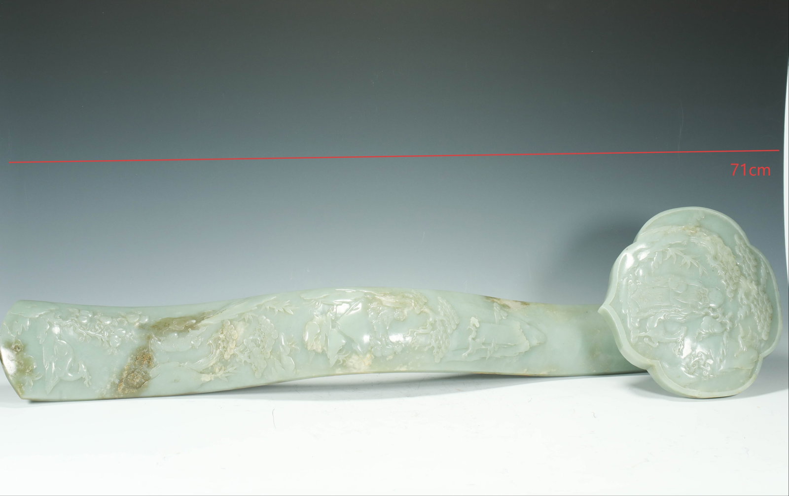 QING DYNASTY HETIAN JADE RUYI: L:71CM