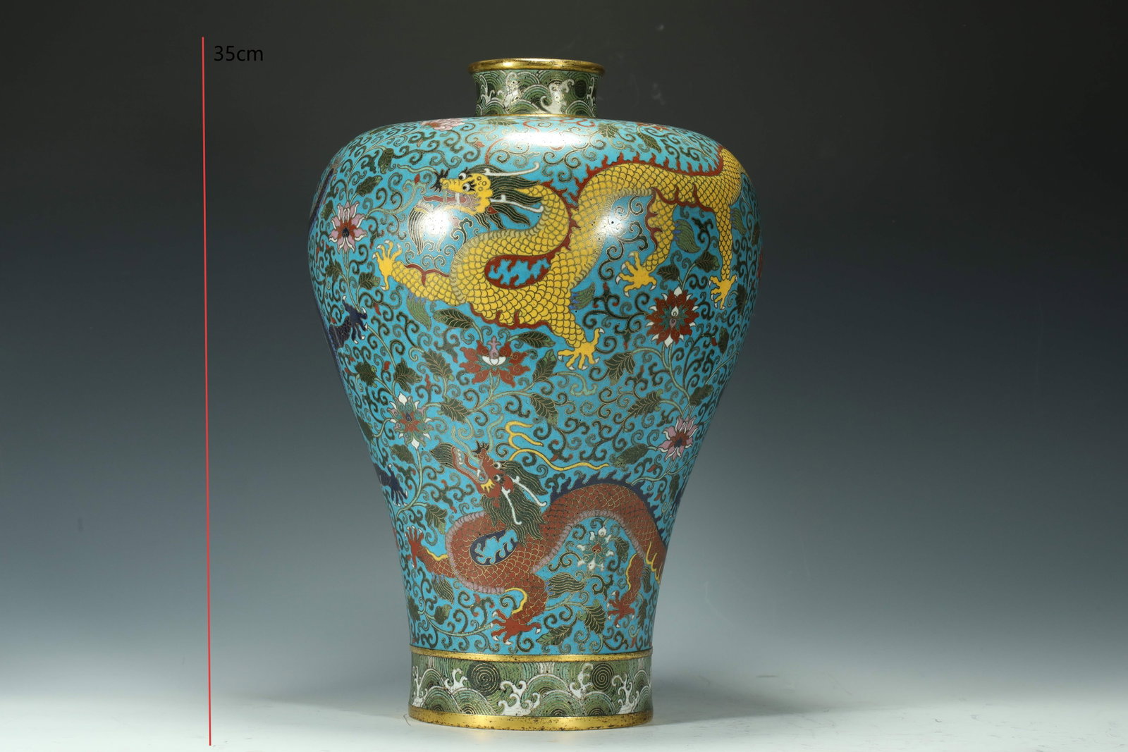 QING DYNASTY CLOISONNE DRAGON PATTERN PLUM VASE (1 of 9)