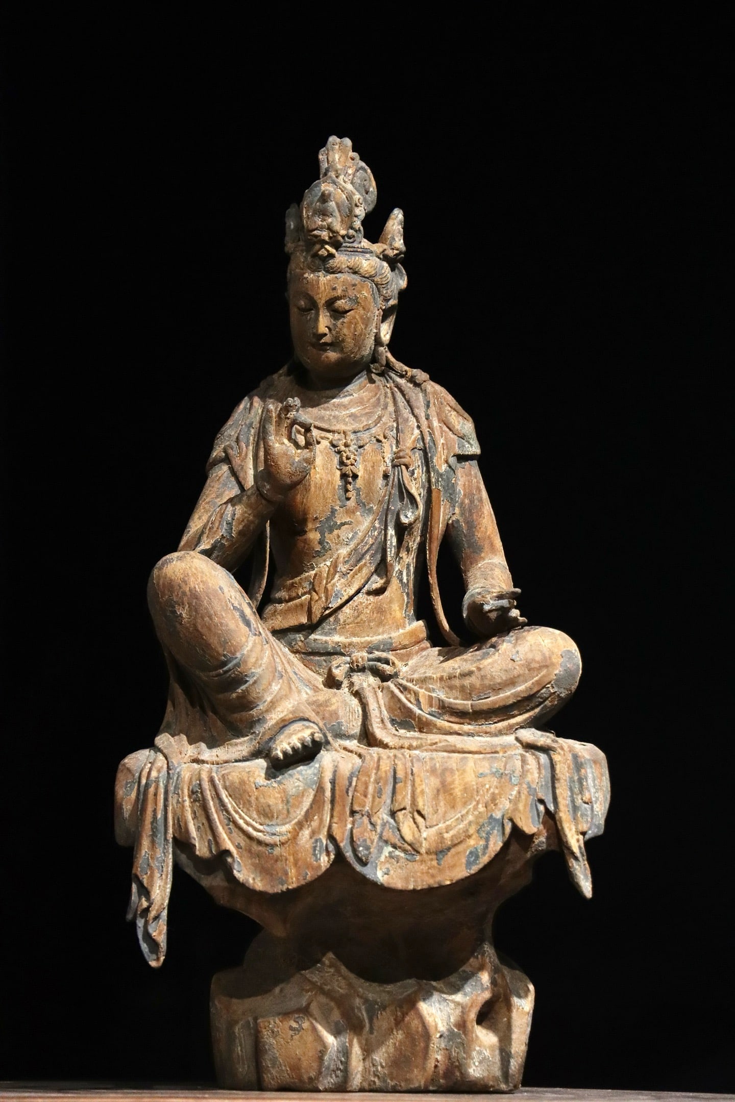 SONG DYNASTY WOODEN BUDDHIST STATUES: H:48CM