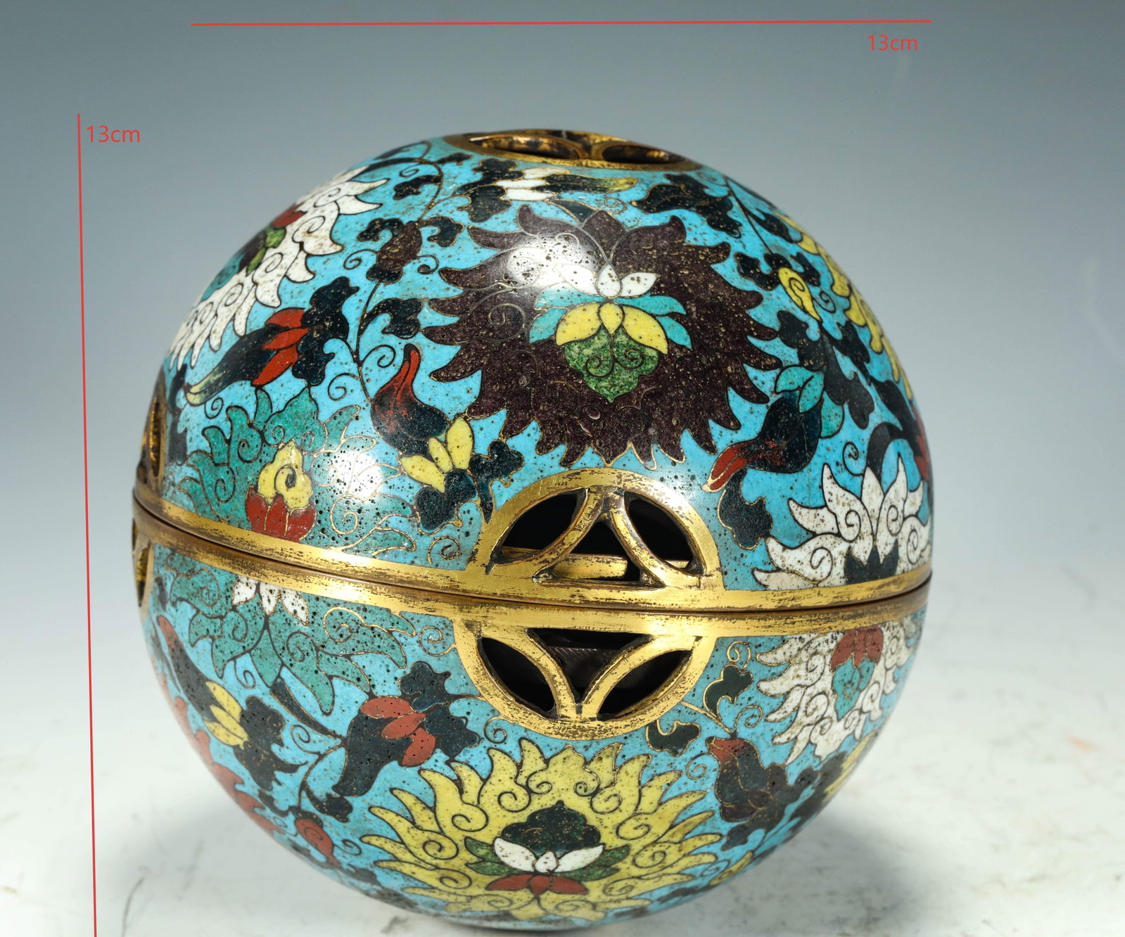 CLOISONNE INCENSE BURNER OF THE MING DYNASTY: H:13CM L:13CM