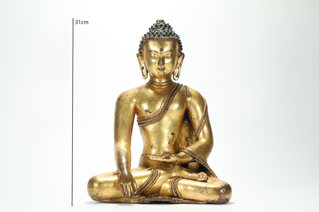 GILDED SHAKYAMUNI BUDDHA FROM THE MING DYNASTY: H:31CM