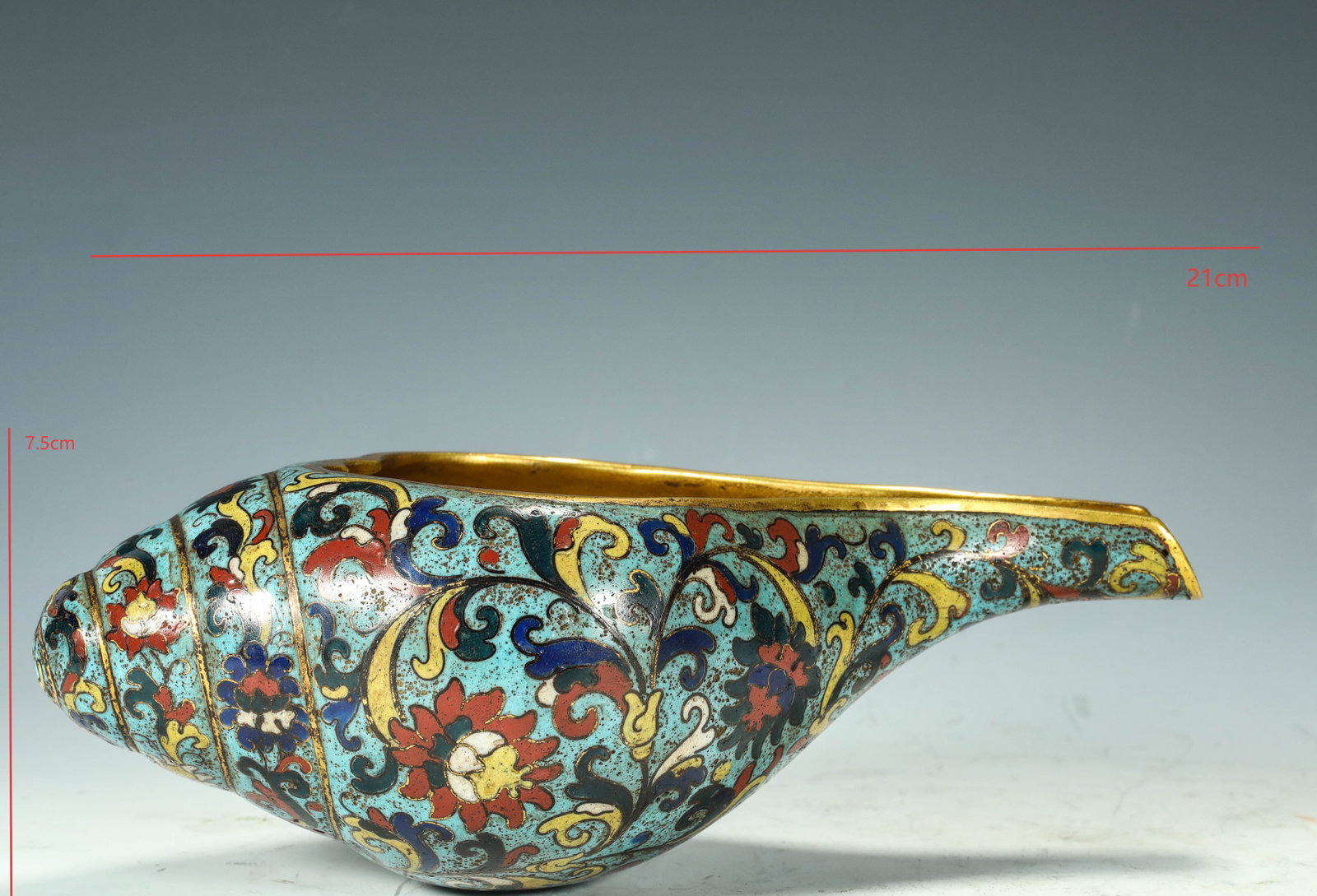 MING DYNASTY CLOISONNE FALCOM: H:7.5CM L:21CM