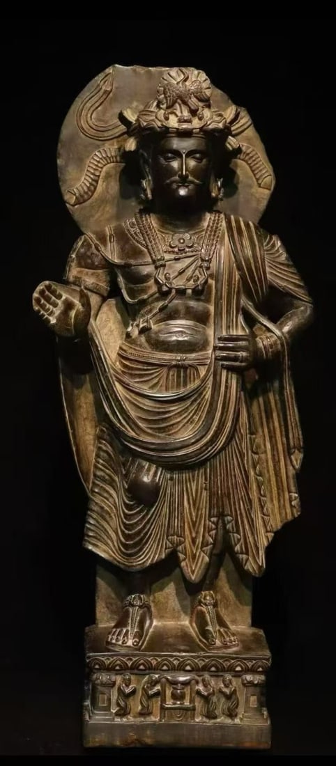 3RD CENTURY GANDHARAN STONE BUDDHA STATUE: H:120CM (47.24IN) W:50CM (19.69IN) T:22CM (8.66IN)