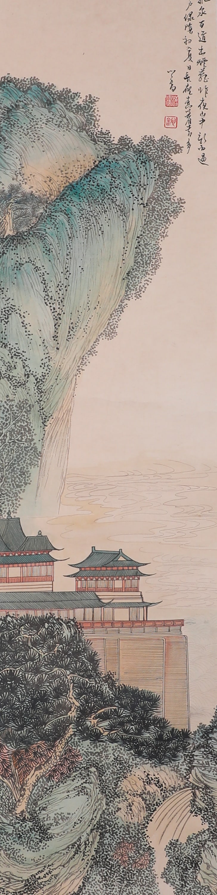 A FINE VERTICAL SCROLL OF LANDSCAPE PAINTING BY PU RU (1 of 5)