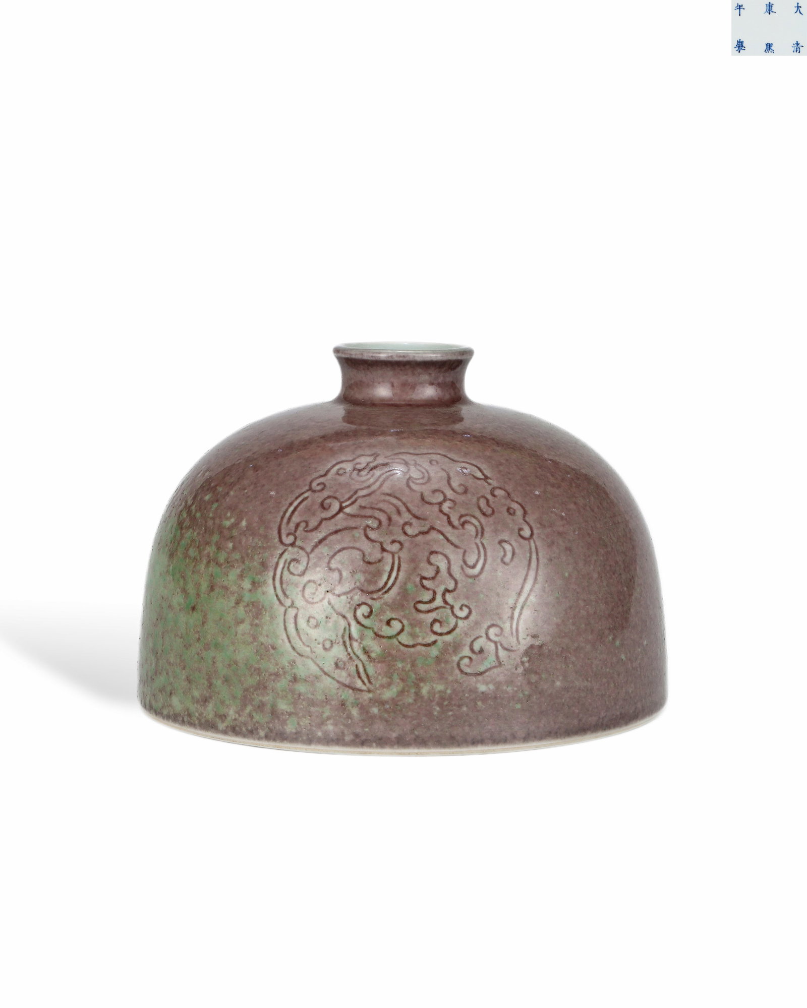 QING KANGXI COWPEA RED TAIBAI ZUN: L: 12.7CM H: 8.5CM