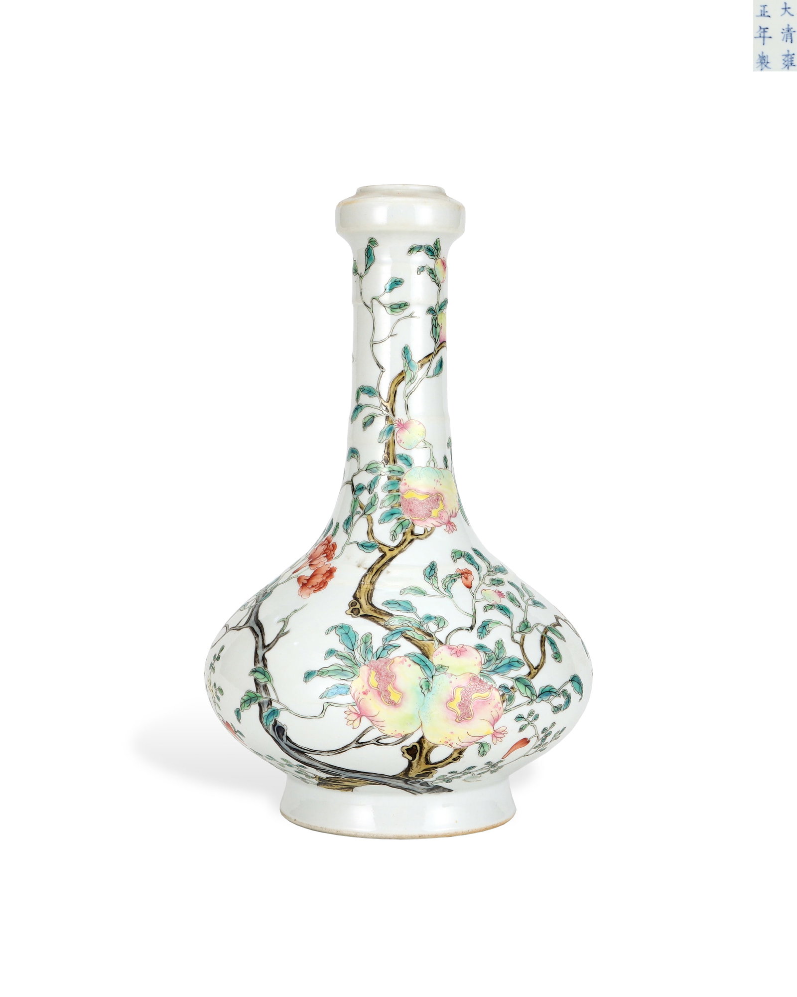 QING YONGZHENG PASTEL GARLIC-PATTERNED BOTTLE: H: 27.7CM W: 17CM