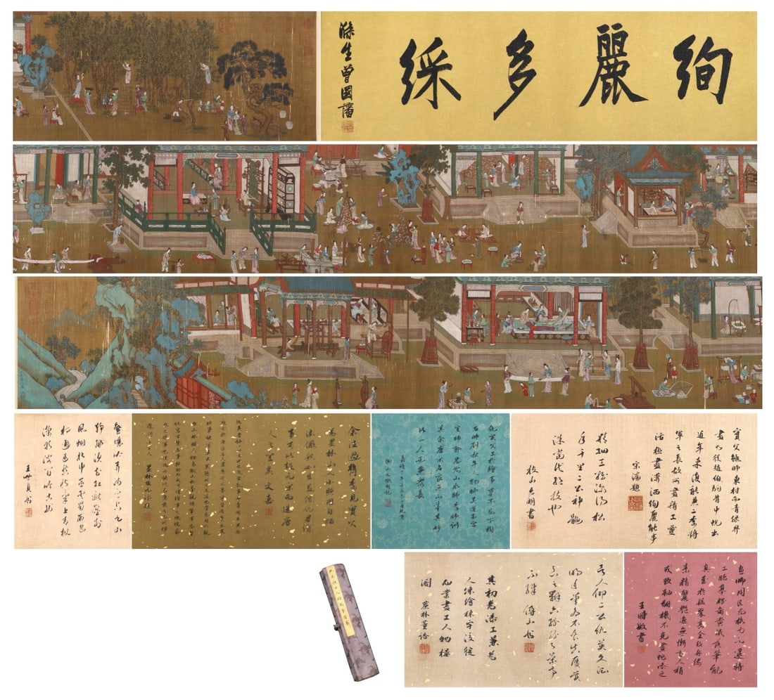 Qiu Ying Handscroll Spring Amusement in Palace Gardens: 36x510cm