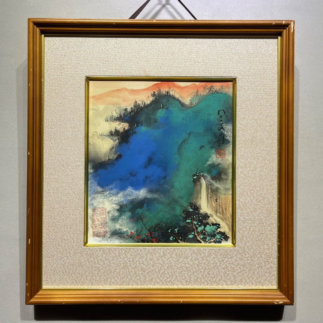 Zhang Daqian Framed Splashed Color Landscape: 27x24cm