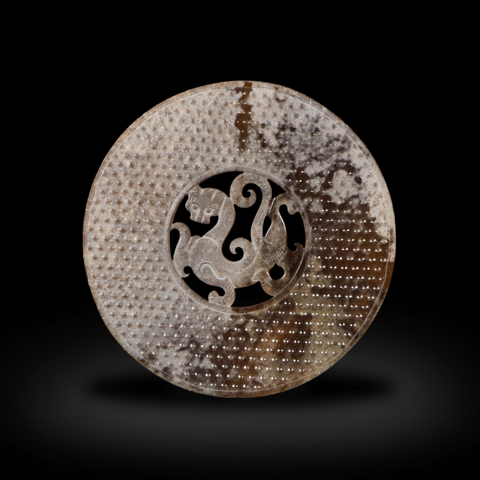 Warring States Period Bi Disc Carved with Coiled Chi Dragons (1 of 5)
