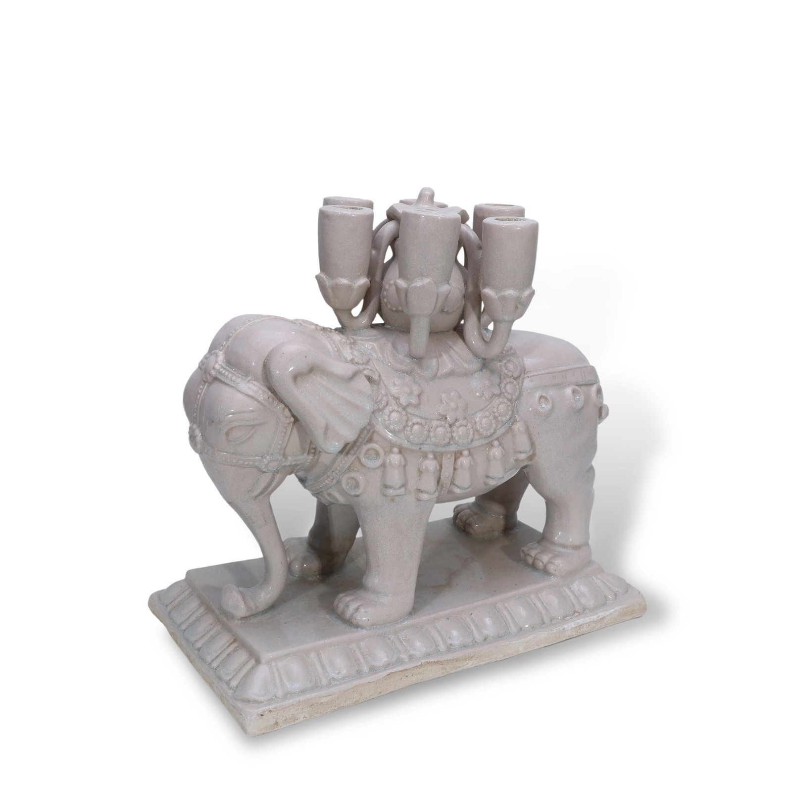 Sui Dynasty, White Glazed Elephant-Form Candlestick: H:30cm W:31cm