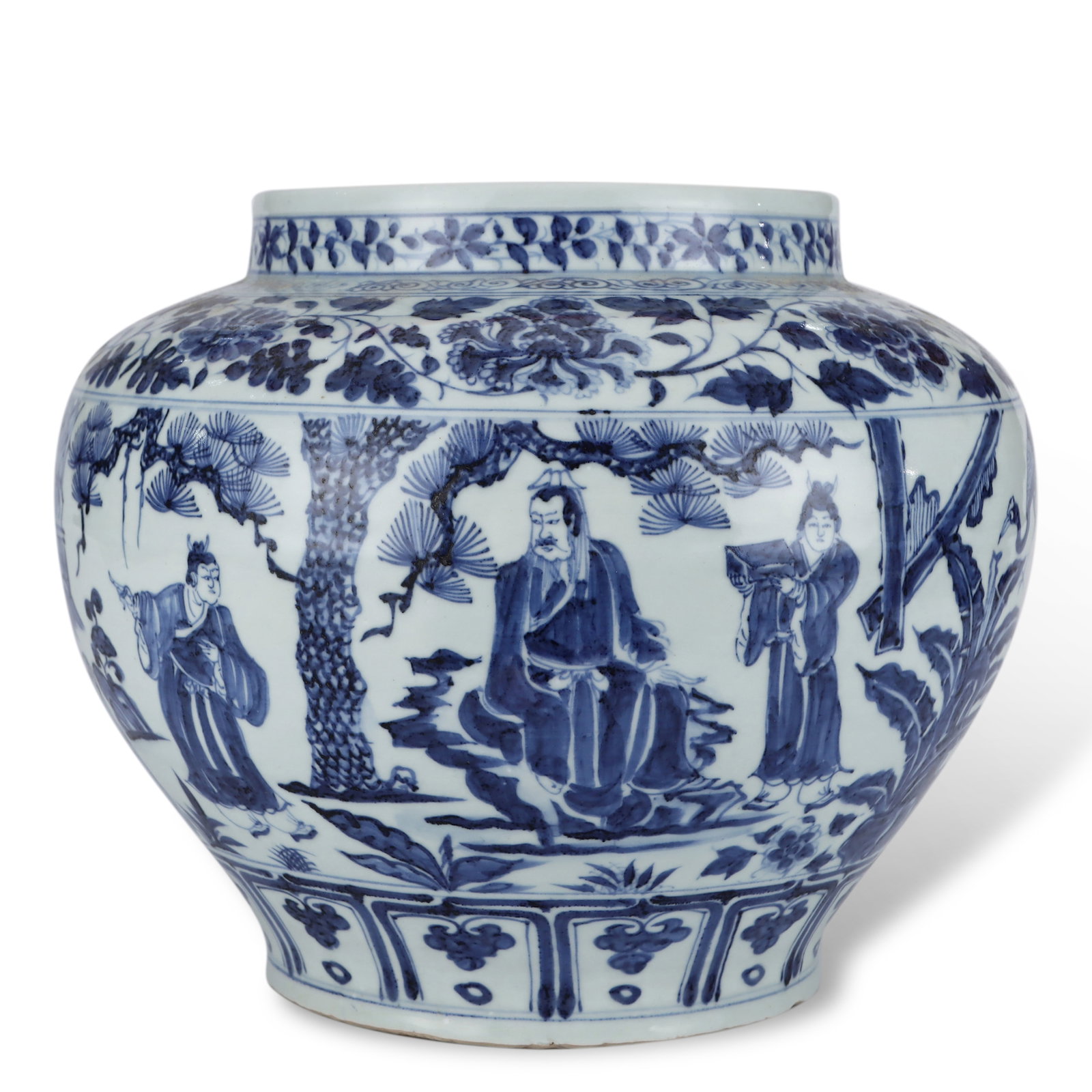 Yuan Dynasty Large Jar with Narrative Figural Scenes in Underglaze Blue (1 of 6)