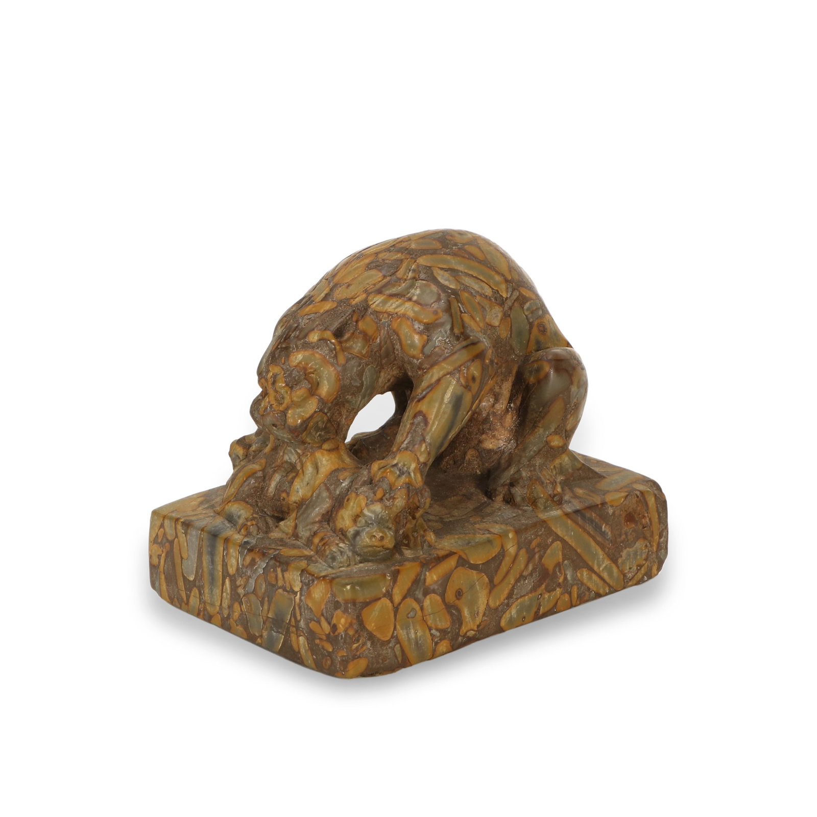 Tang Dynasty Baoban Stone auspicious animal Beast: H:7.9cm L:9.5cm W:7cm