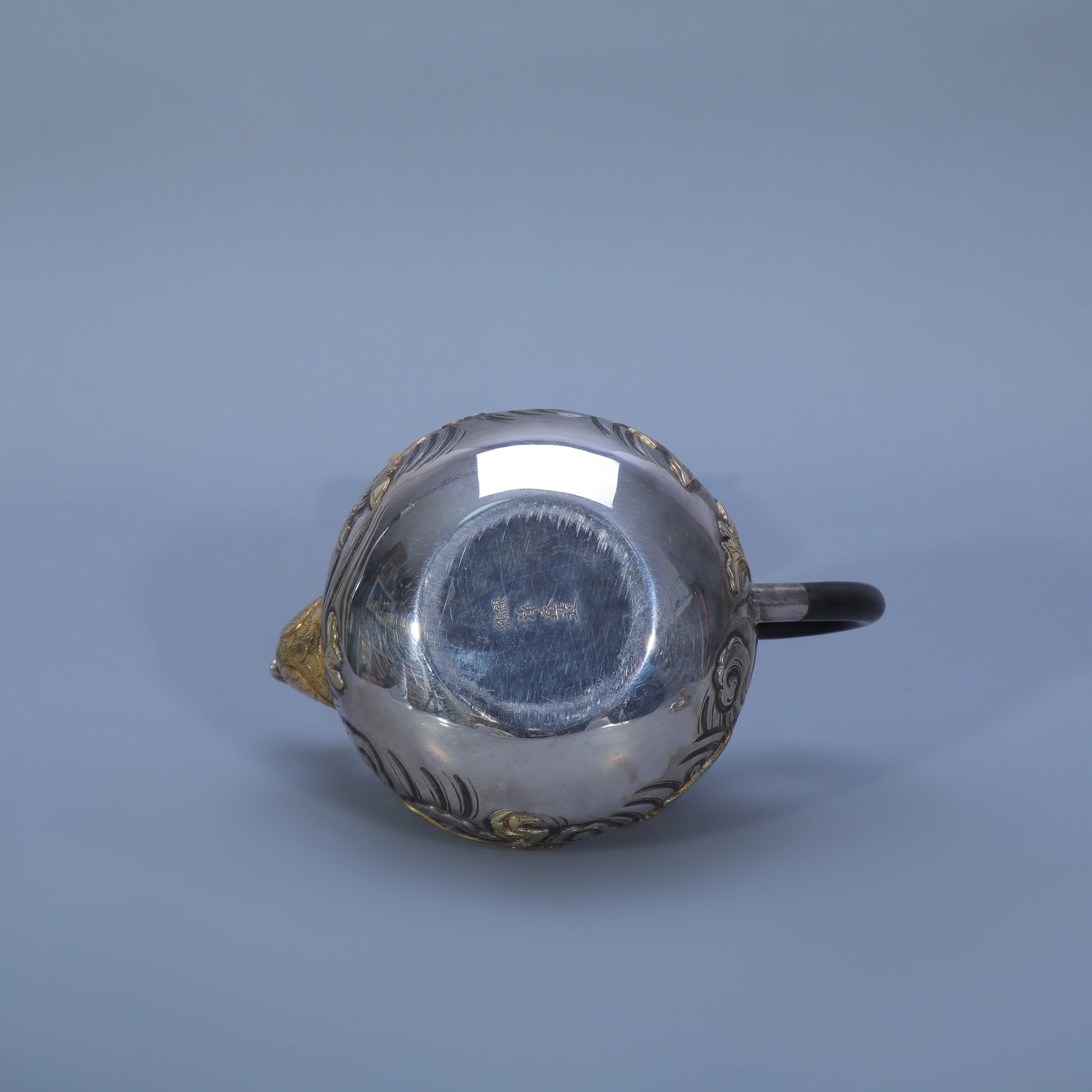 Gilt Solid Silver Teapot with Auspicious Beast - 5