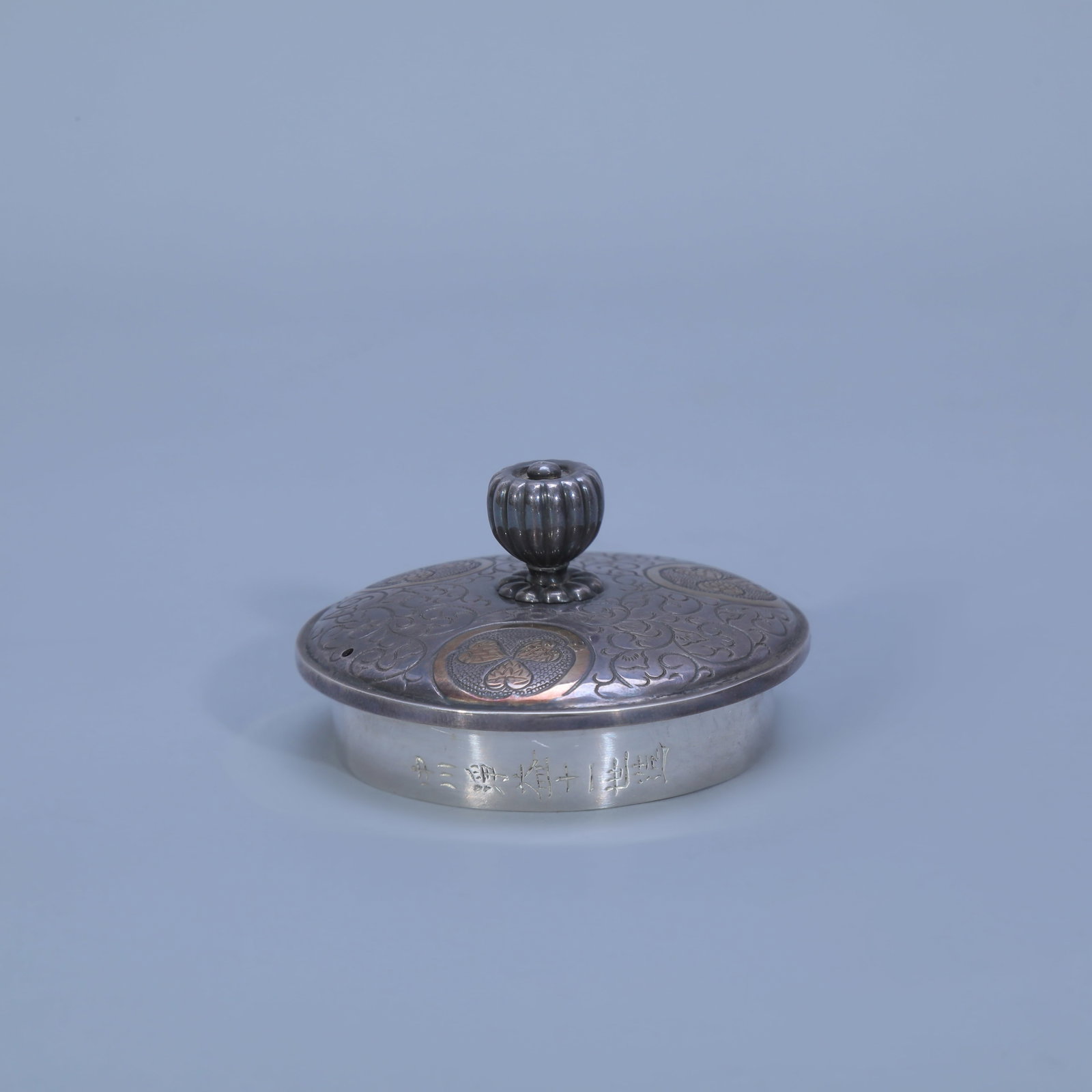 Side-handled silver teapot with gilded leaf patterns - 3
