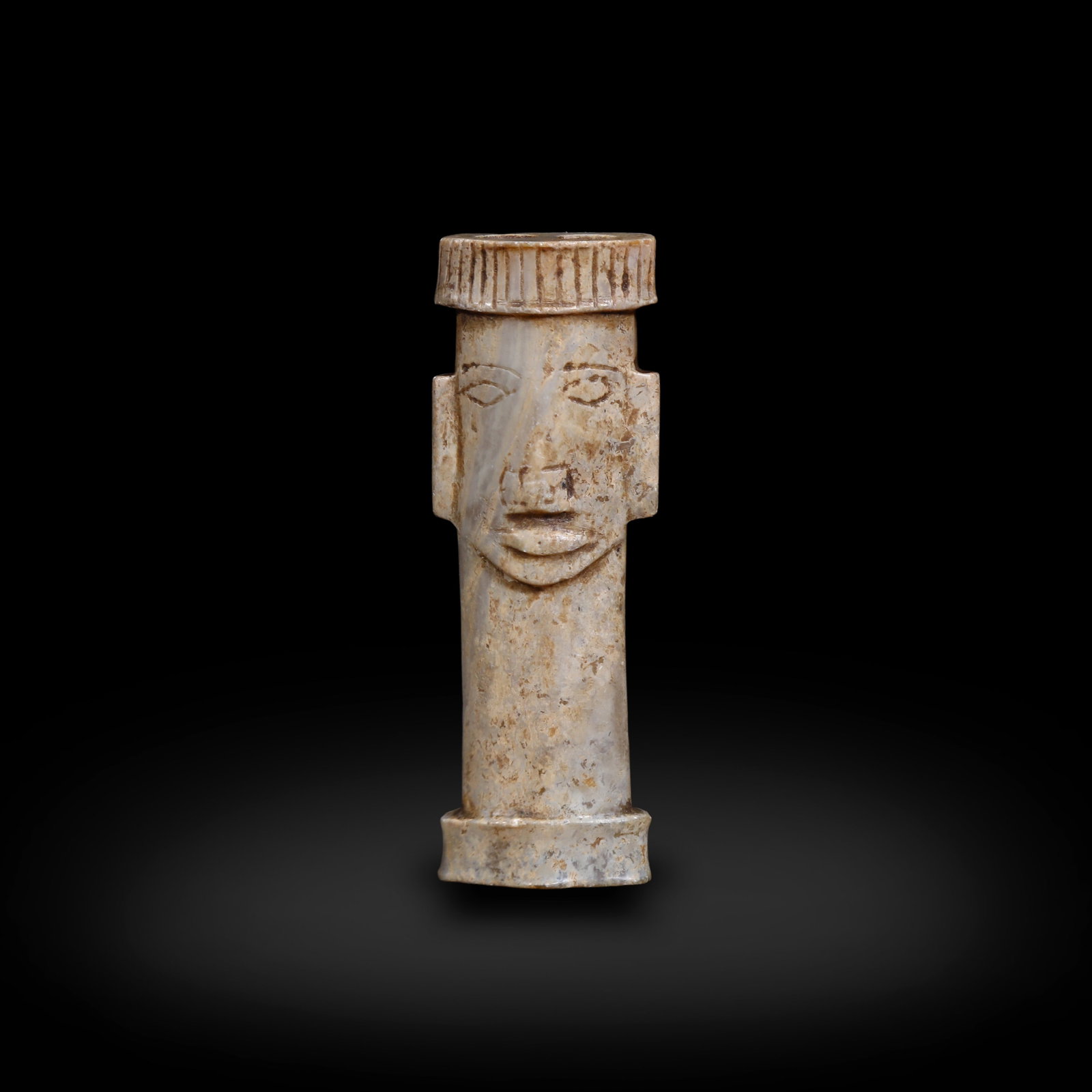 Shijiahe Culture, Jade Human Deity Mask: H:6cm W:2.1cm