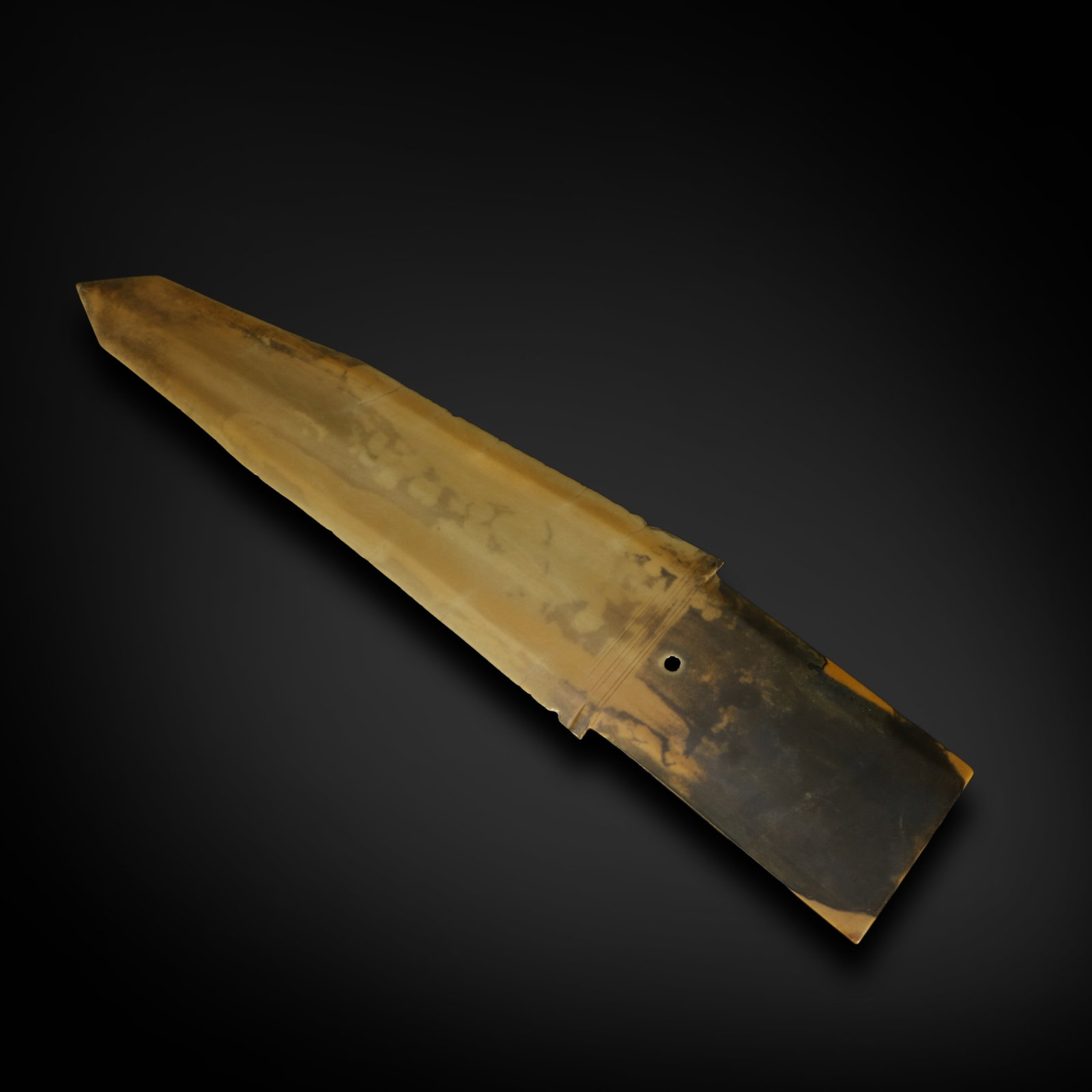 Shang Dynasty Jade dagger-axe: L:40.5cm W:8.2cm