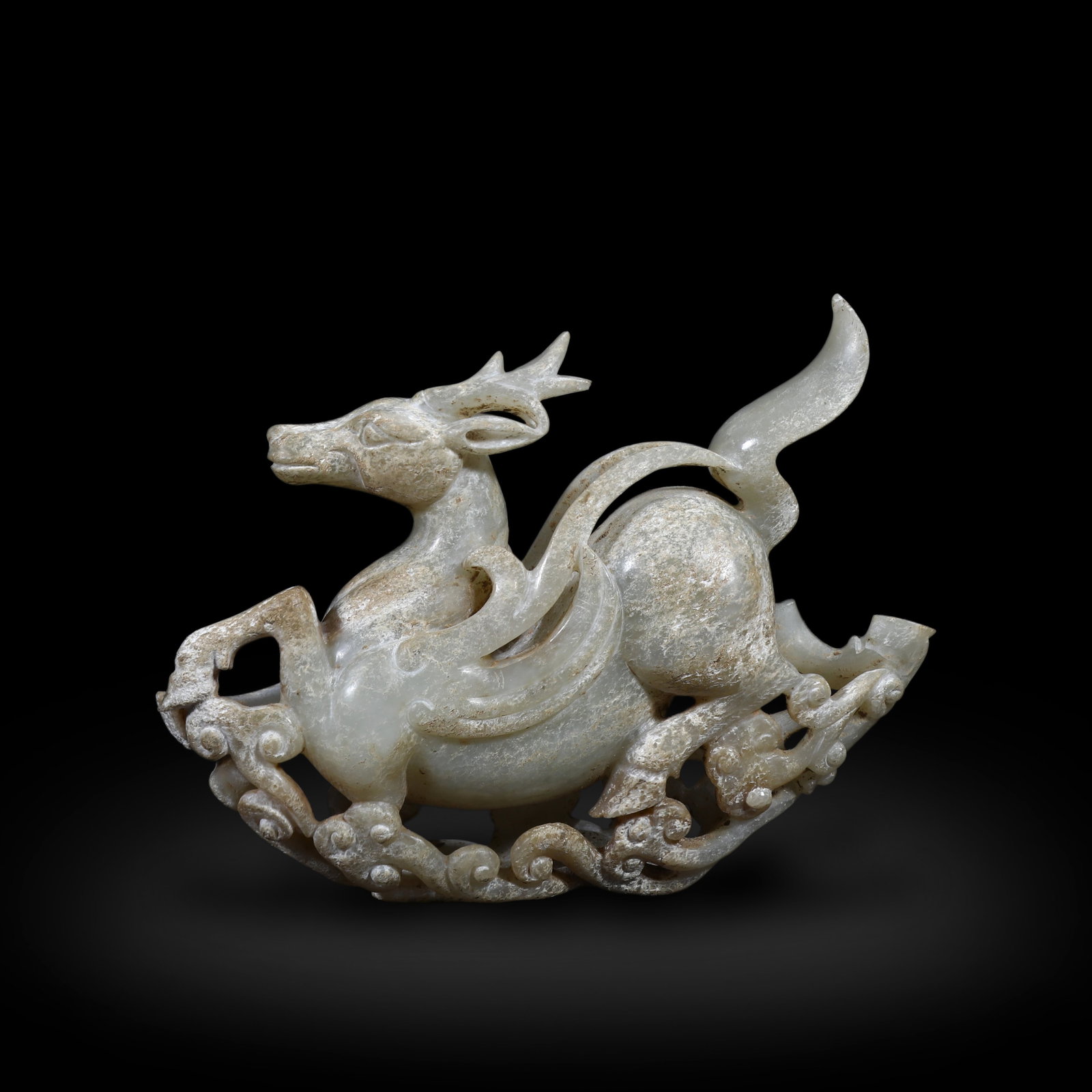 Han Dynasty Jade Deer: H:8.5cm W:11cm