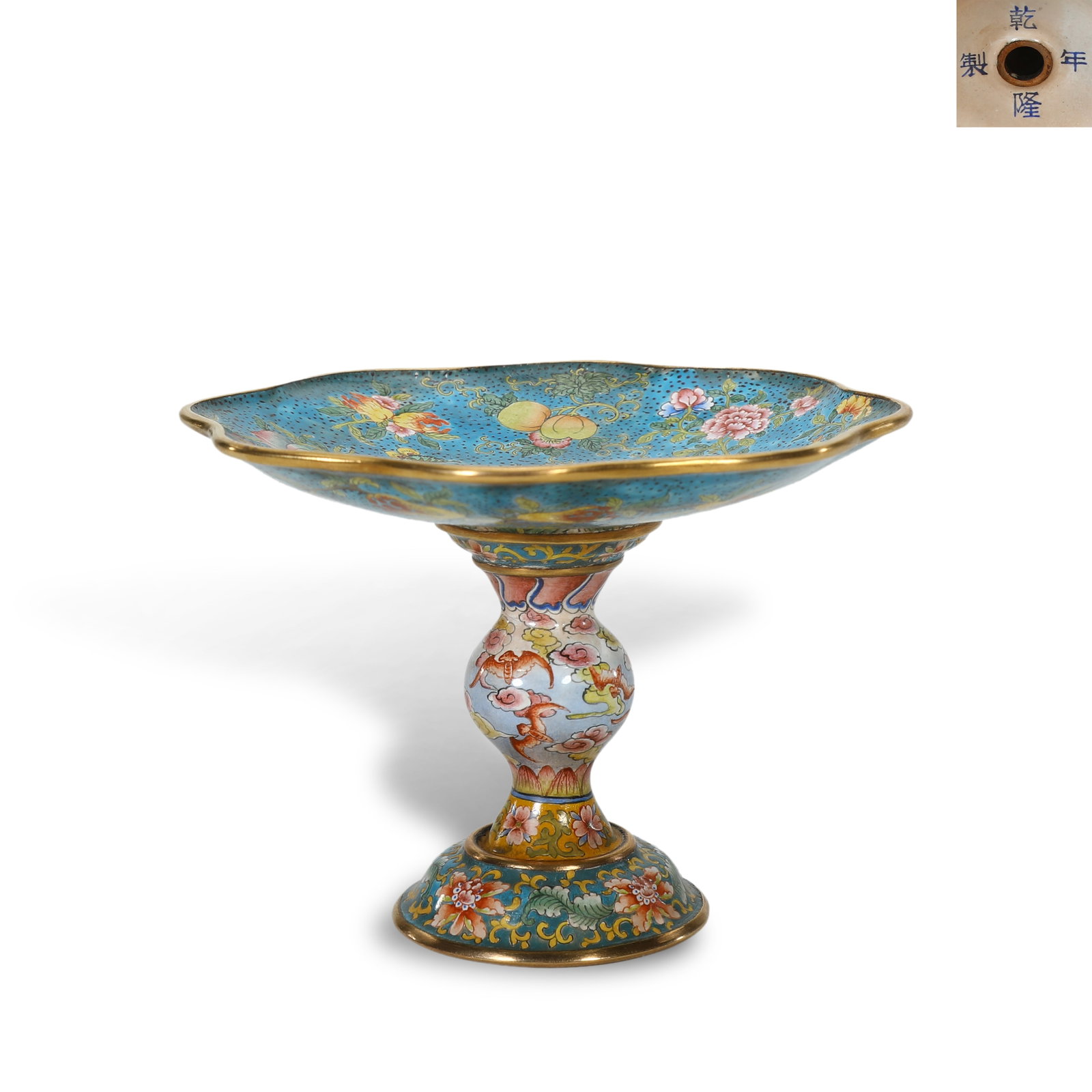 Qing Qianlong period, Enameled Bronze Stem Dish with Three Abundances (1 of 5)