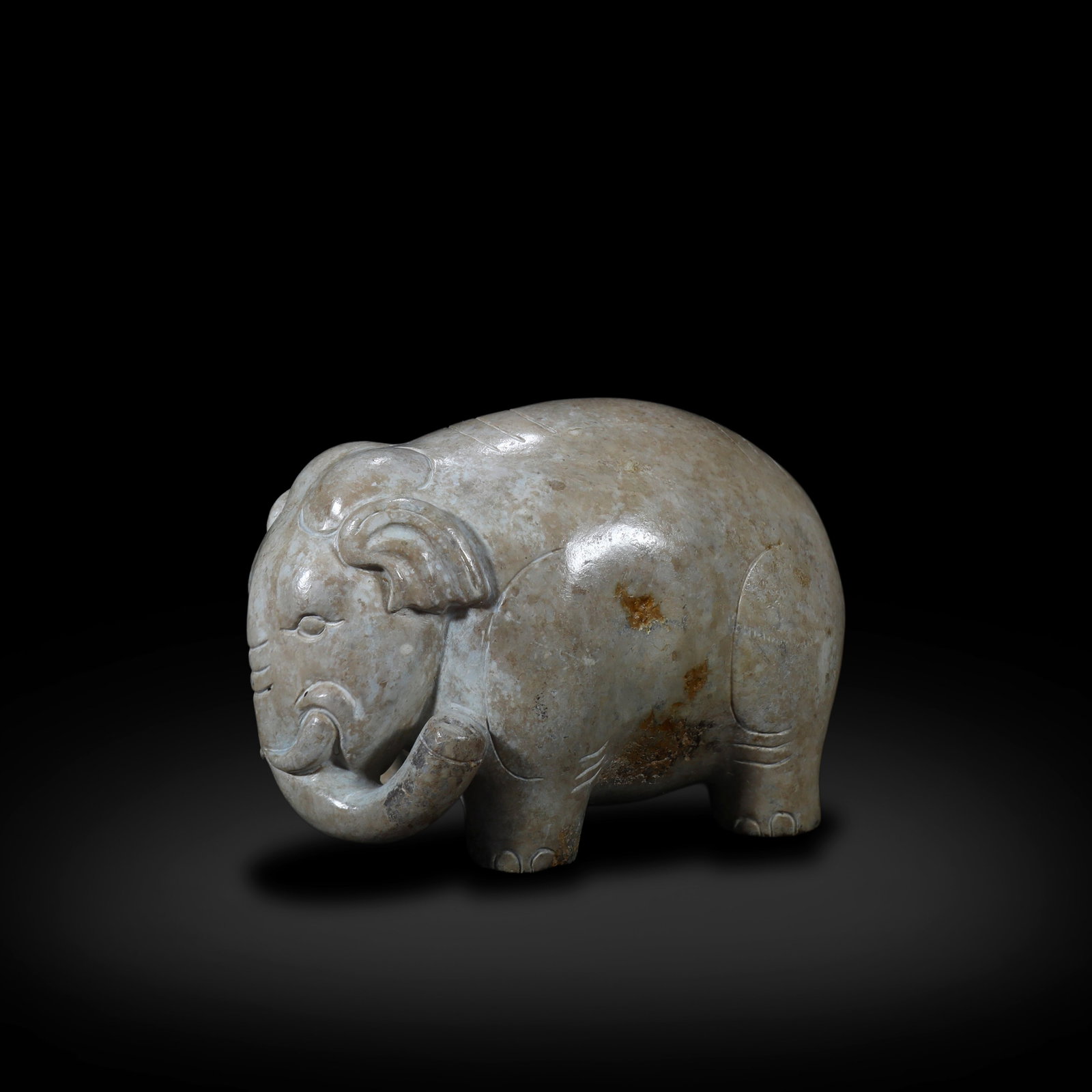 Han Dynasty Jade carved elephant ornament: H:6cm W:8.7cm