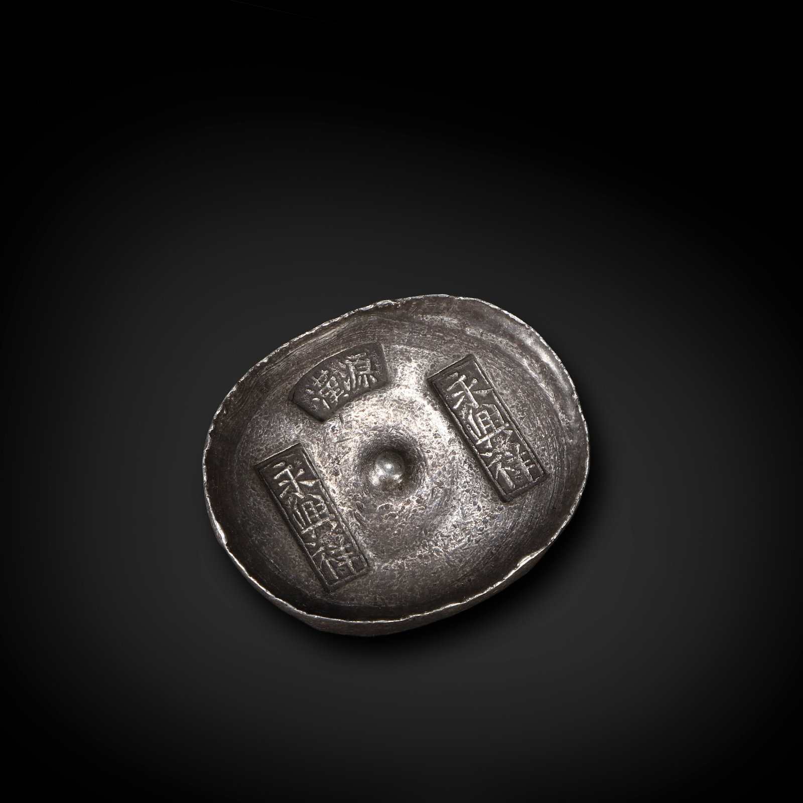 Qing Dynasty Sichuan, Ten-Tael Silver Sycee, Marked "Hanyuan Yongxingxiang": L:5.9cm W:5cm Wt:347g