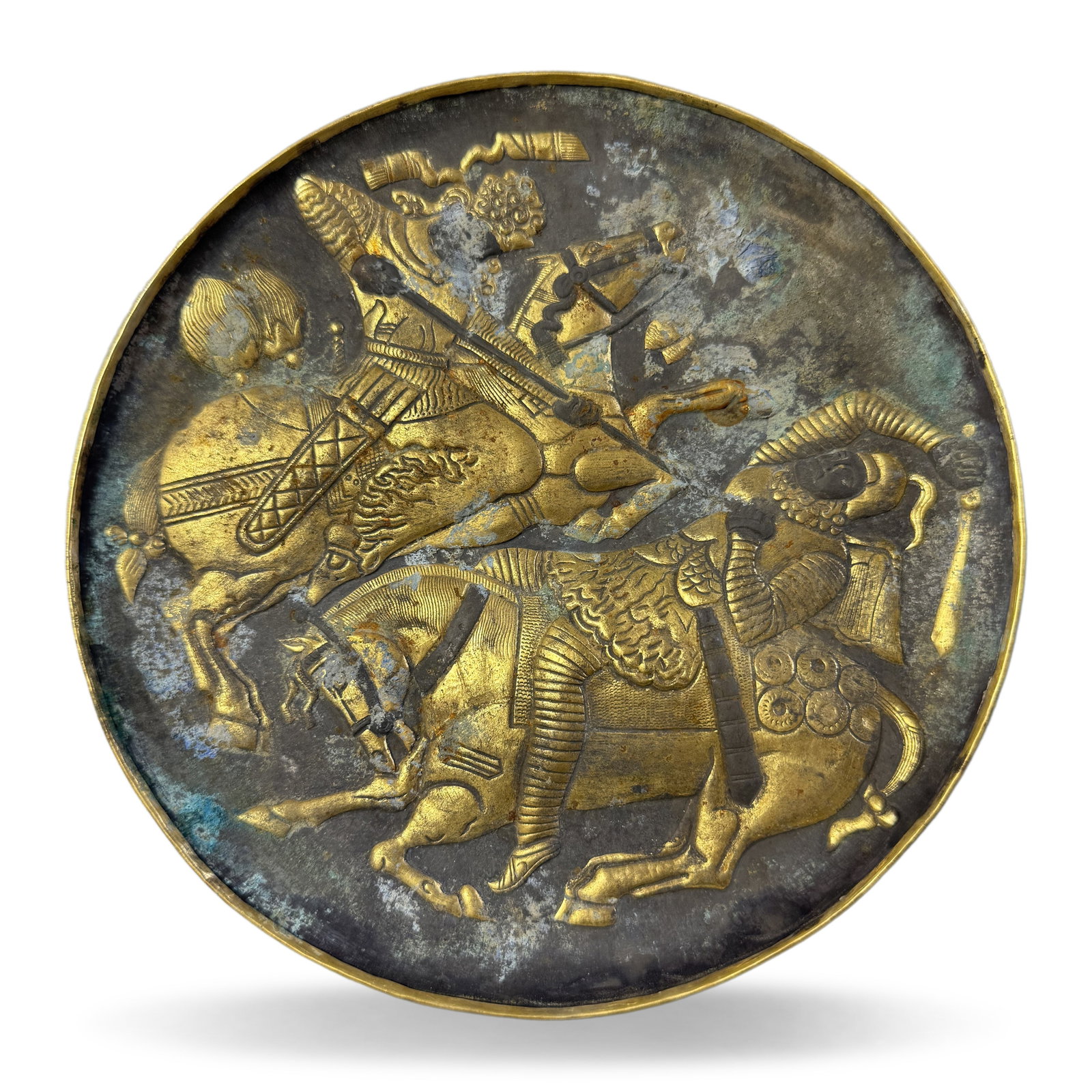 Tang Dynasty Gilt Silver Plate with Figure Story Motifs: D:19cm Wt:217g