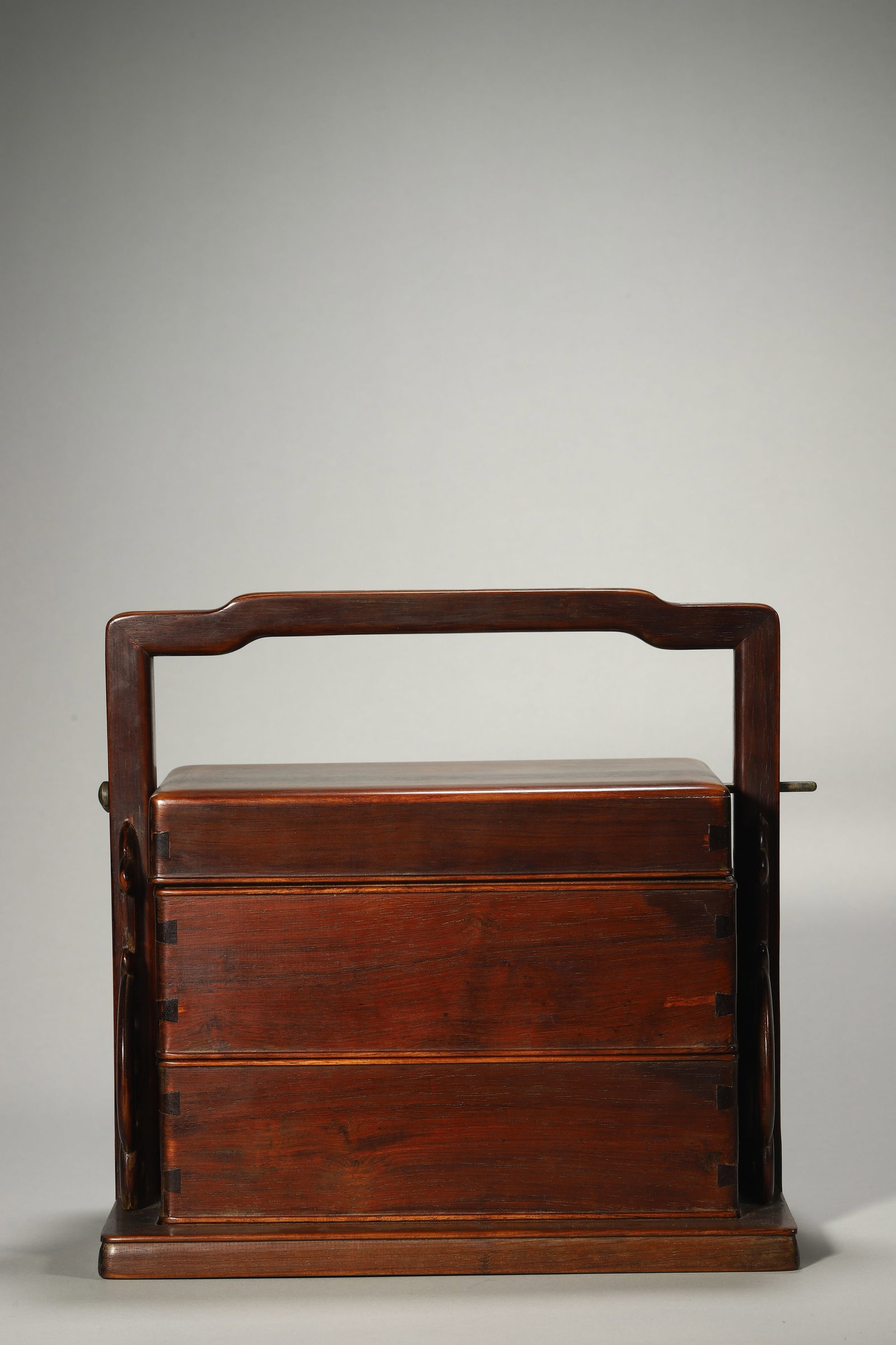 Ming Dynasty Huanghuali Wood Lidded Box with Carrying Handle: H:24cm L:16cm W:18cm