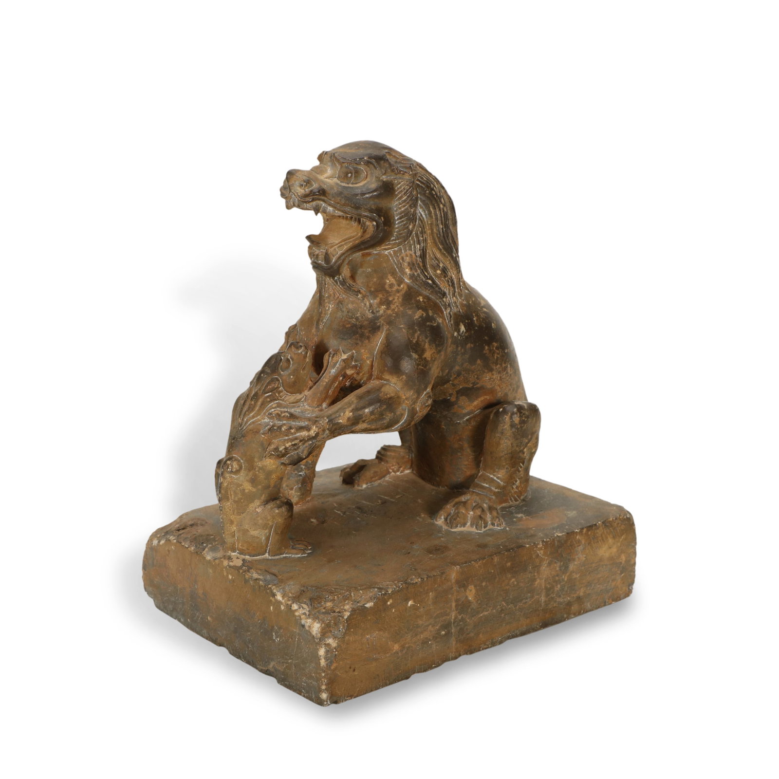 Tang Dynasty Stone sculpture of a lion: H:18cm L:15.4cm W:12.5cm