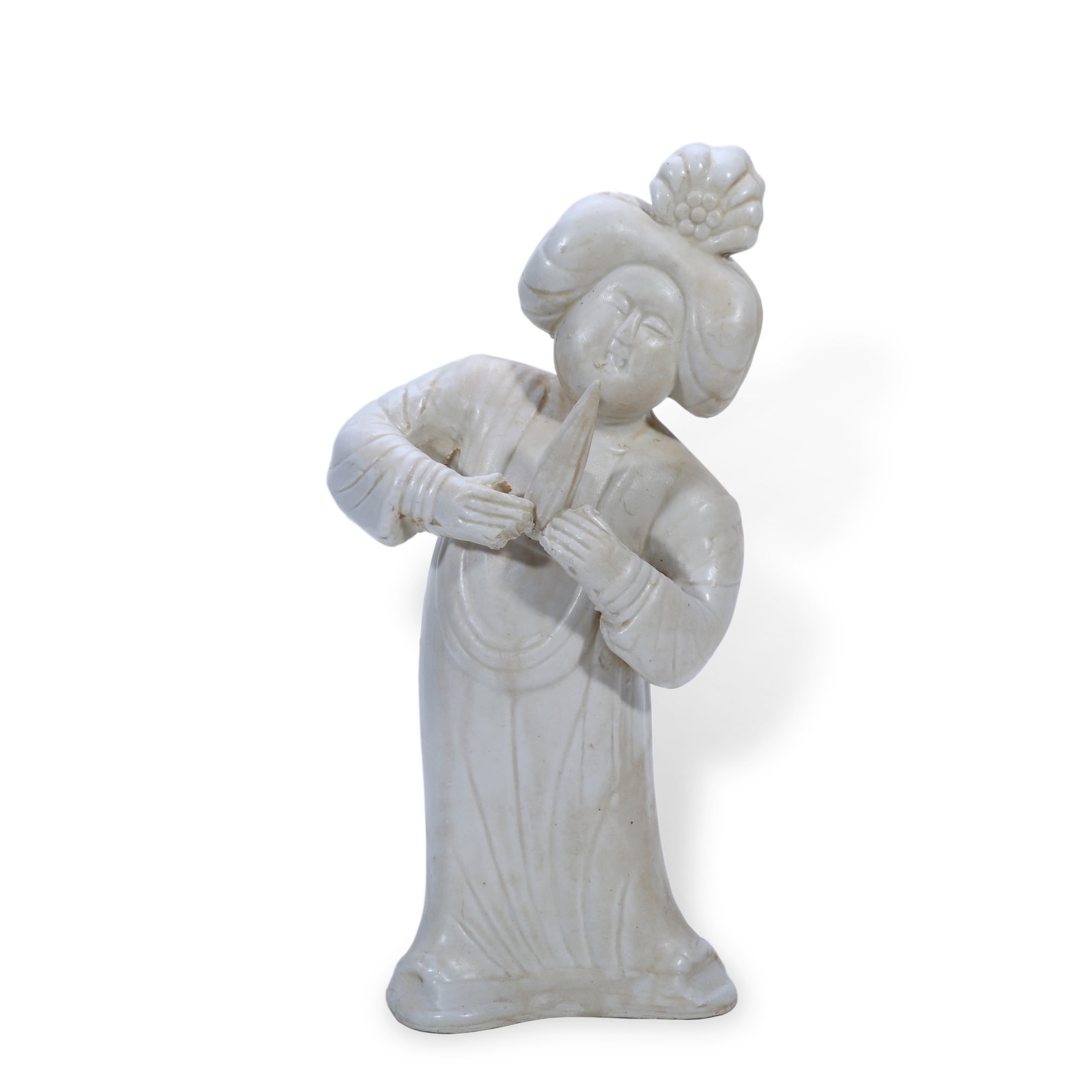 Tang Dynasty Xing Kiln, White Glaze Figure of Court Lady: H:26.5cm W:13cm
