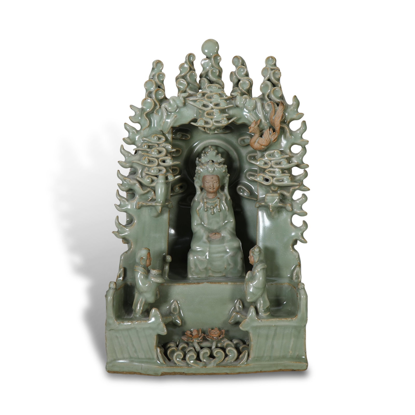 Yuan Dynasty, Longquan Ware Celadon Glaze Niche: H:38cm W:22.5cm